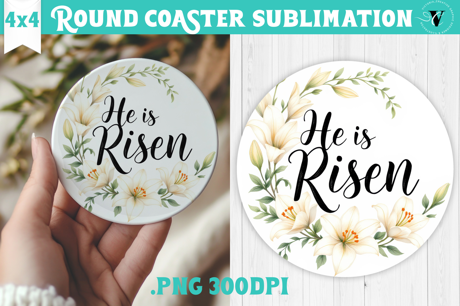 Easter Round Coaster | Watercolor Easter | Happy Easter product image 1