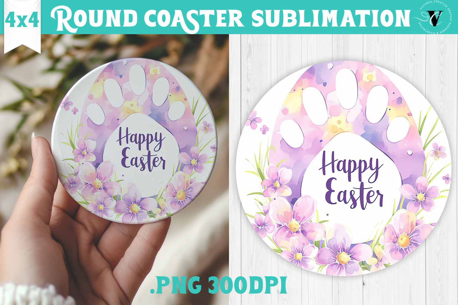 Easter Round Coaster | Watercolor Egg | Happy Easter product image 1