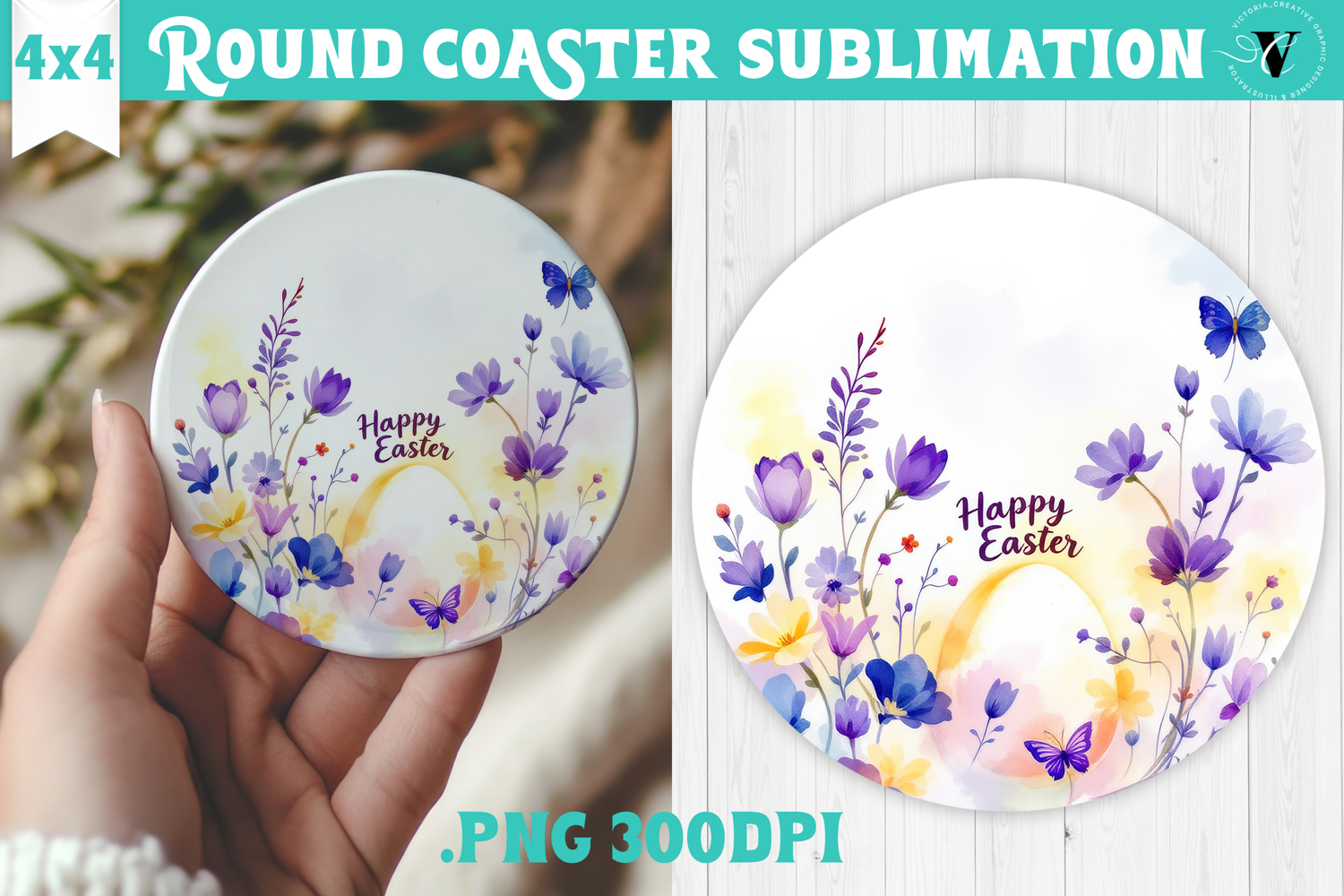 Easter Round Coaster | Watercolor Egg | Happy Easter product image 1