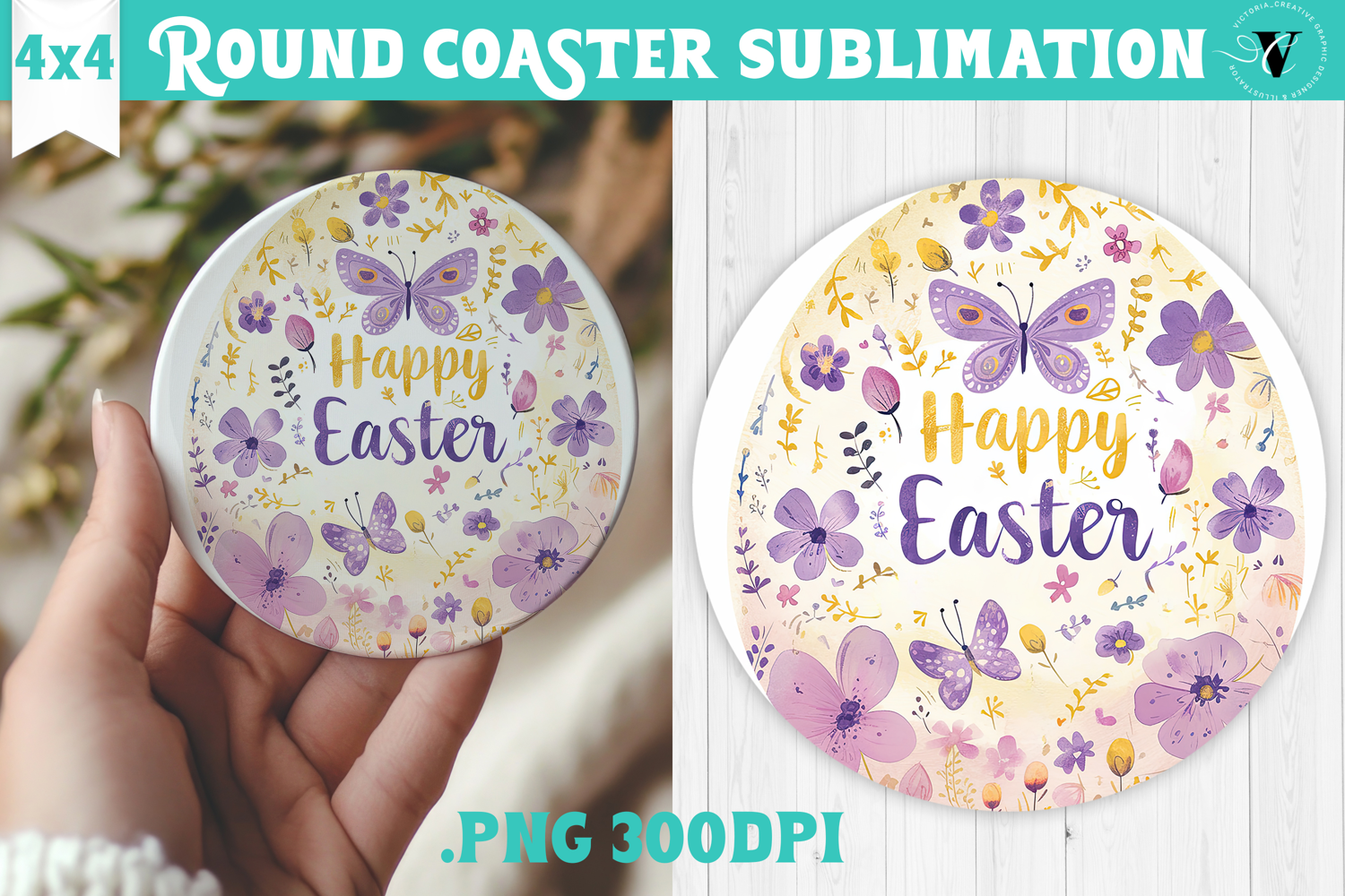 Easter Round Coaster | Watercolor Egg | Happy Easter product image 1