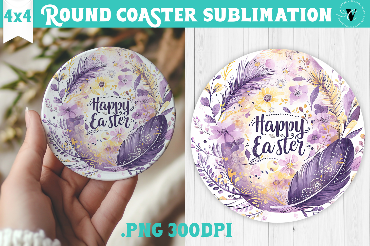 Easter Round Coaster | Watercolor Egg | Happy Easter product image 1