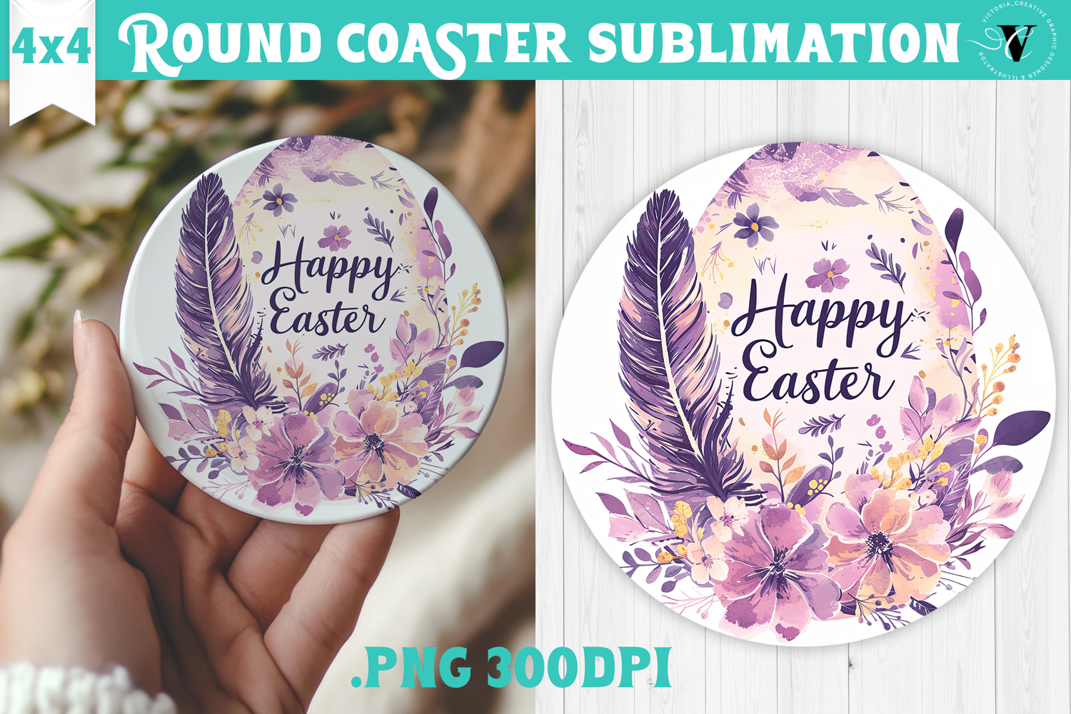Easter Round Coaster | Watercolor Egg | Happy Easter product image 1