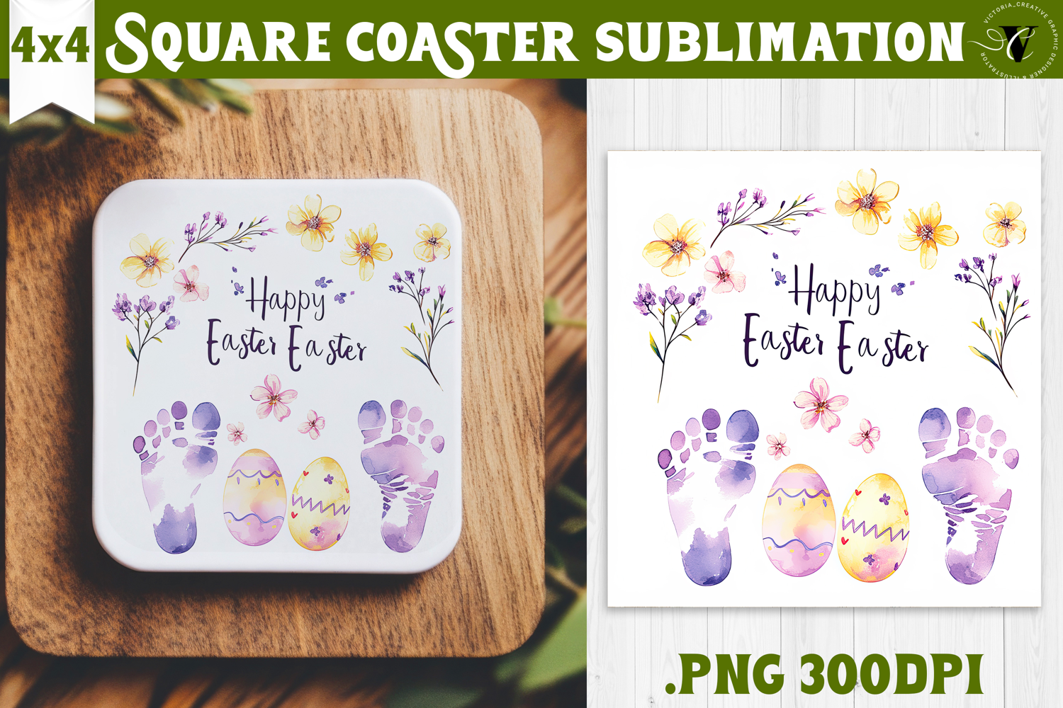 Easter Square Coaster | Watercolor Egg | Happy Easter product image 1
