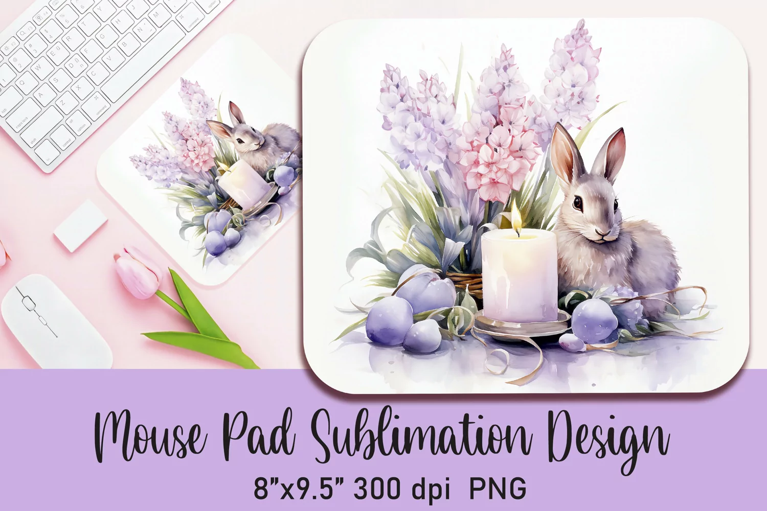 Watercolor Easter Sublimation Mouse Pad Sublimation|PNG product image 1