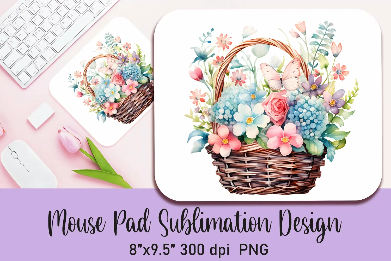 Watercolor Easter Sublimation Mouse Pad Sublimation|PNG product image 1
