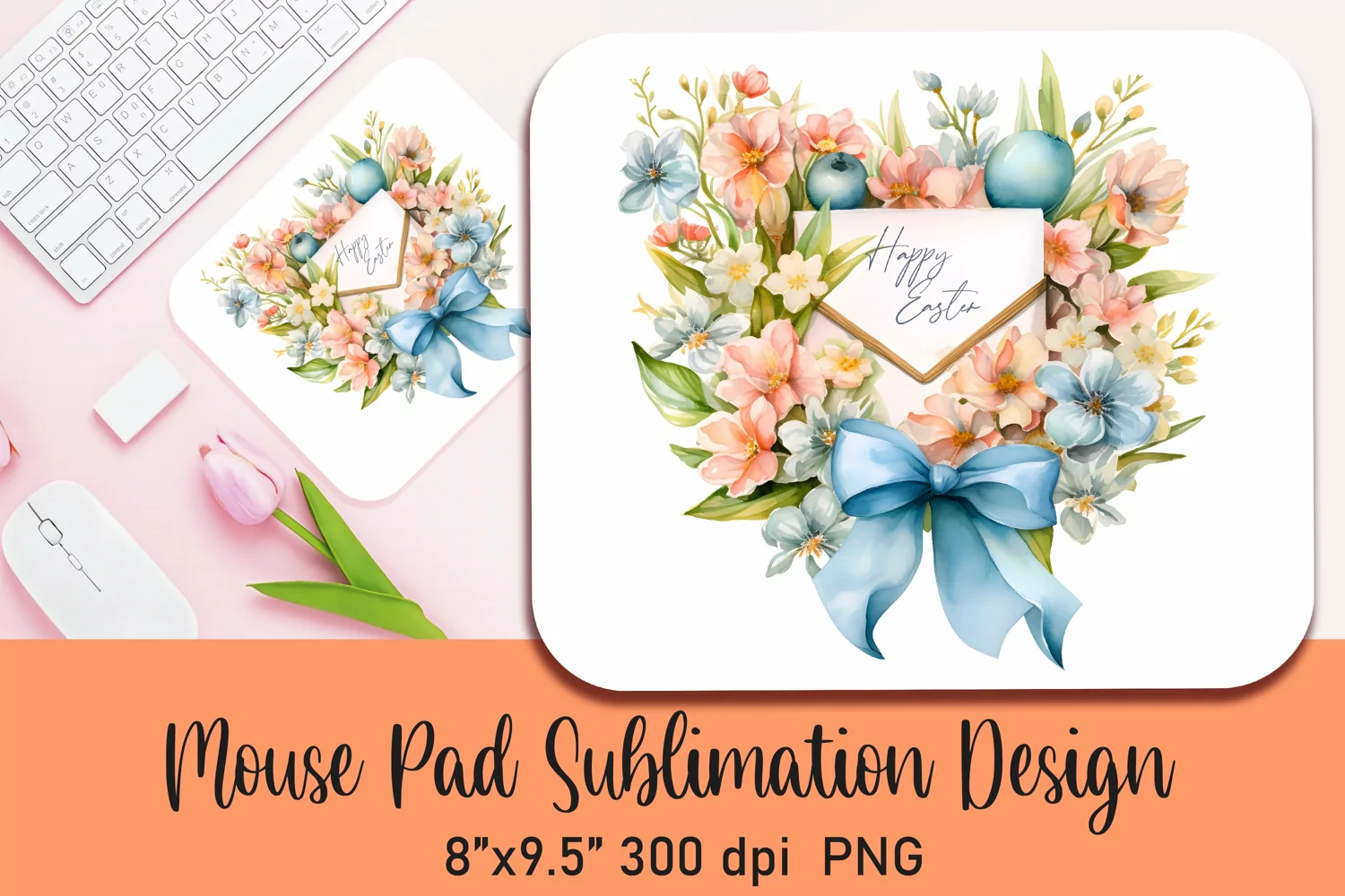 Watercolor Easter Sublimation Mouse Pad Sublimation|PNG product image 1