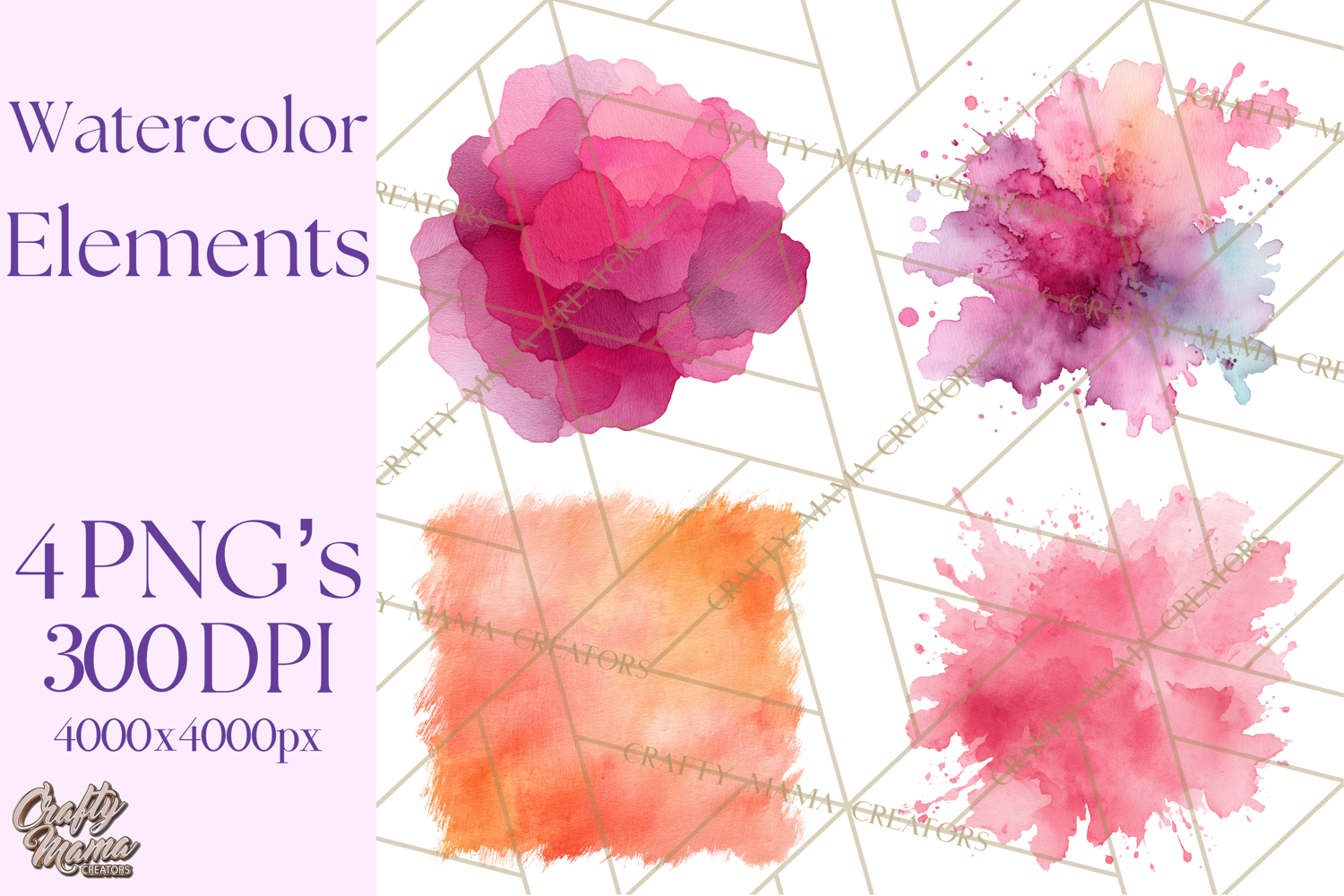 Watercolor Clipart, Abstract Watercolor Elements, Blobs Png product image 1
