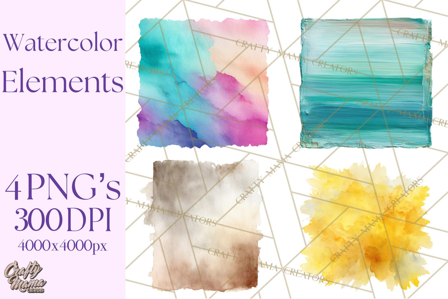 Watercolor Clipart, Abstract Watercolor Elements, Blobs Png product image 1