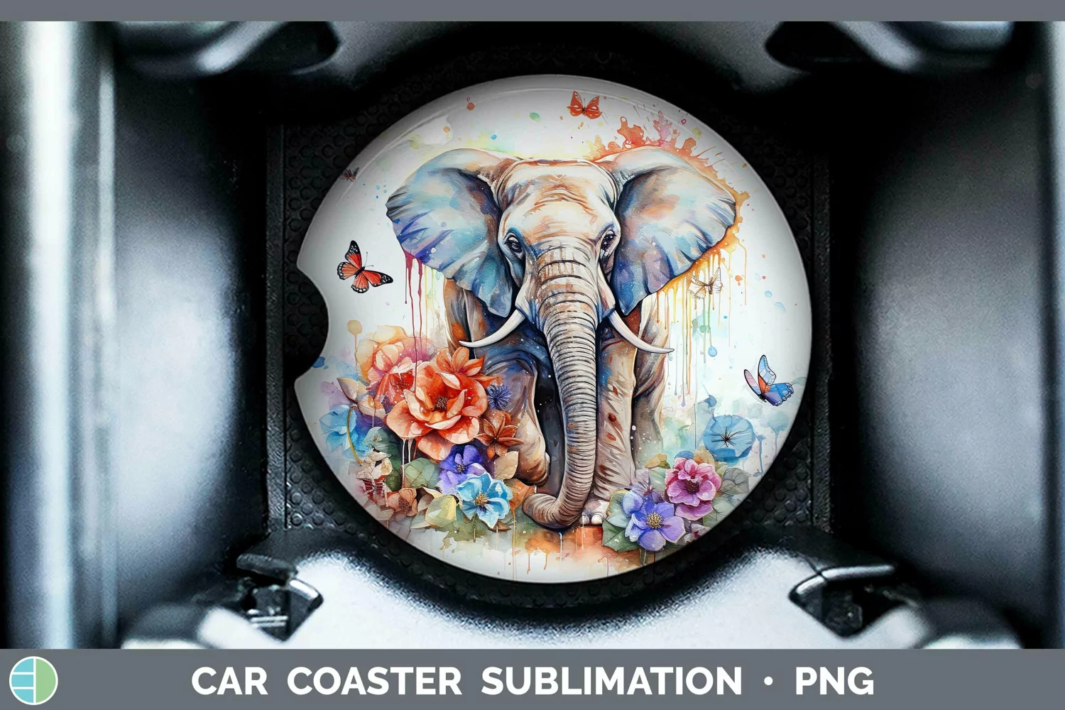 GorgeousWatercolor Car Coaster design.