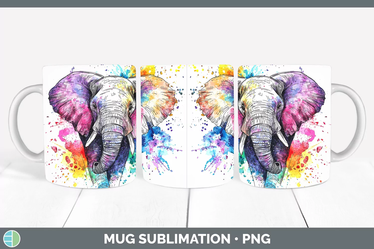 GorgeousWatercolor Mug Wrap design.