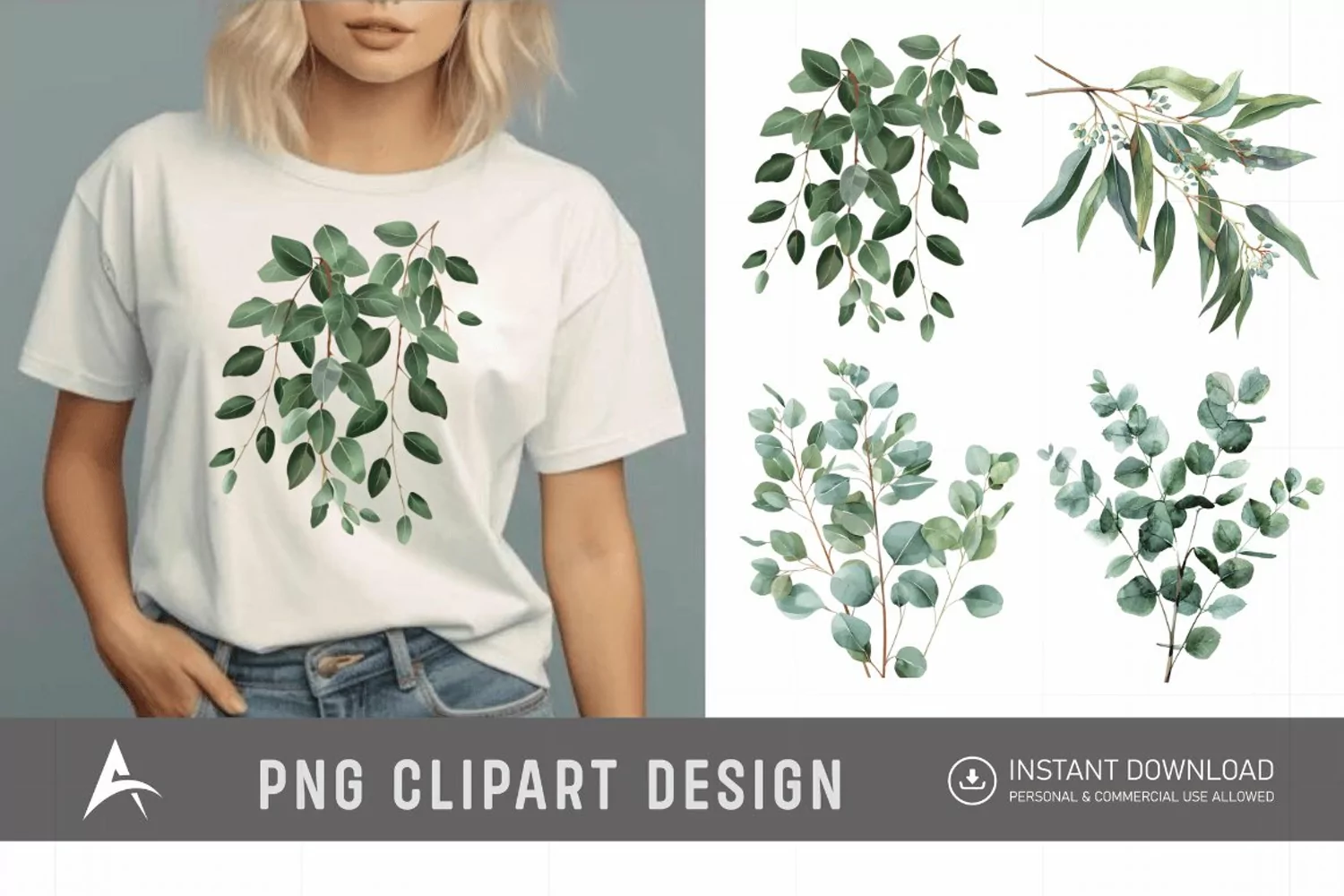 Watercolor Eucalyptus Clipart product image 1
