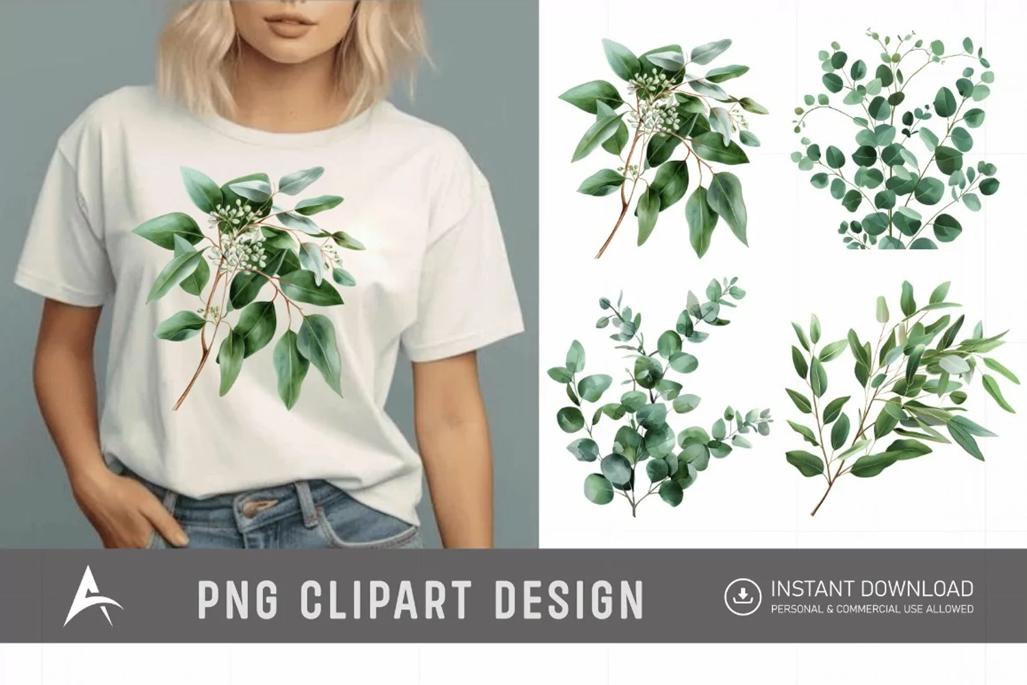 Watercolor Eucalyptus Clipart product image 1