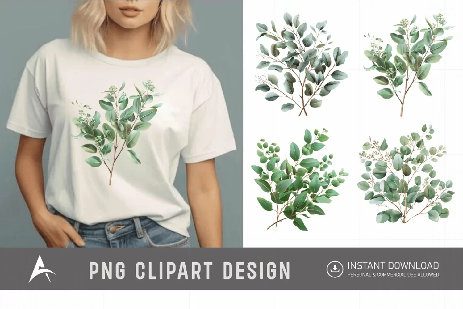 Watercolor Eucalyptus Clipart product image 1