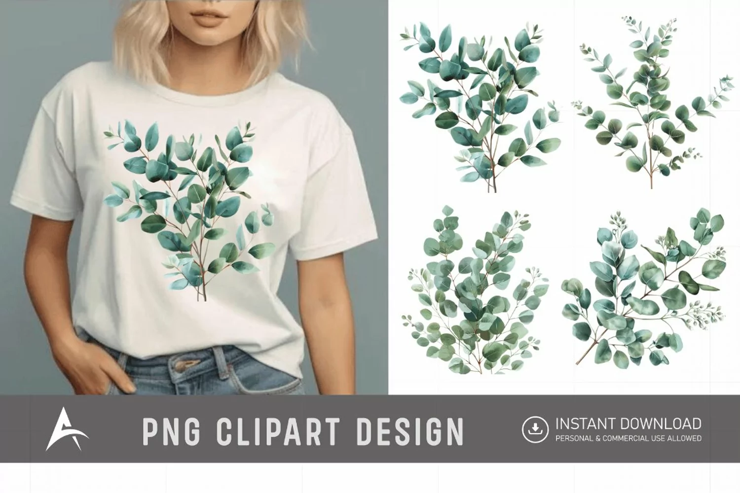 Watercolor Eucalyptus Clipart product image 1