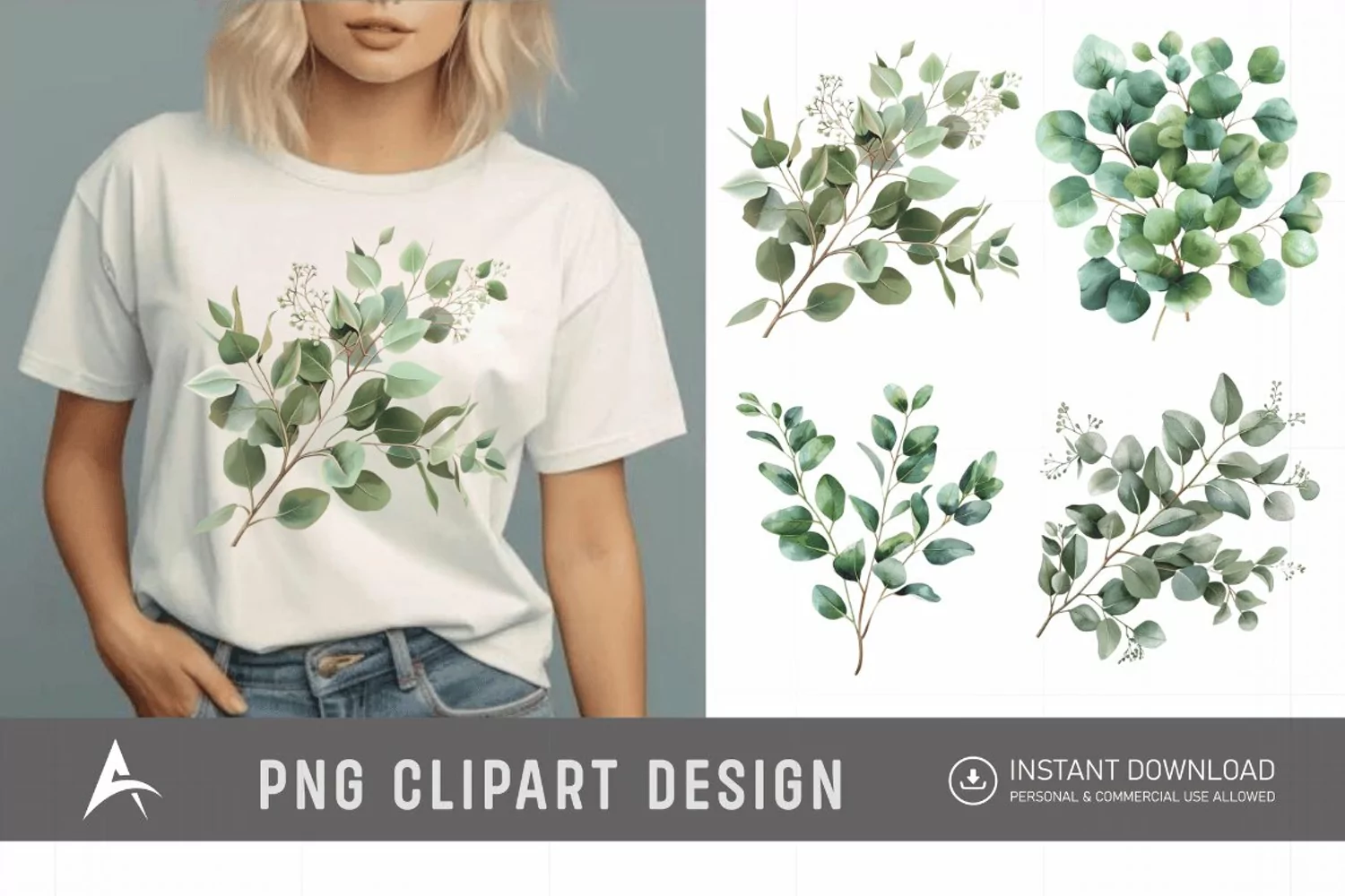 Watercolor Eucalyptus Clipart product image 1