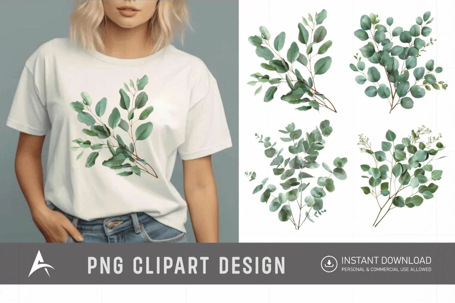 Watercolor Eucalyptus Clipart product image 1