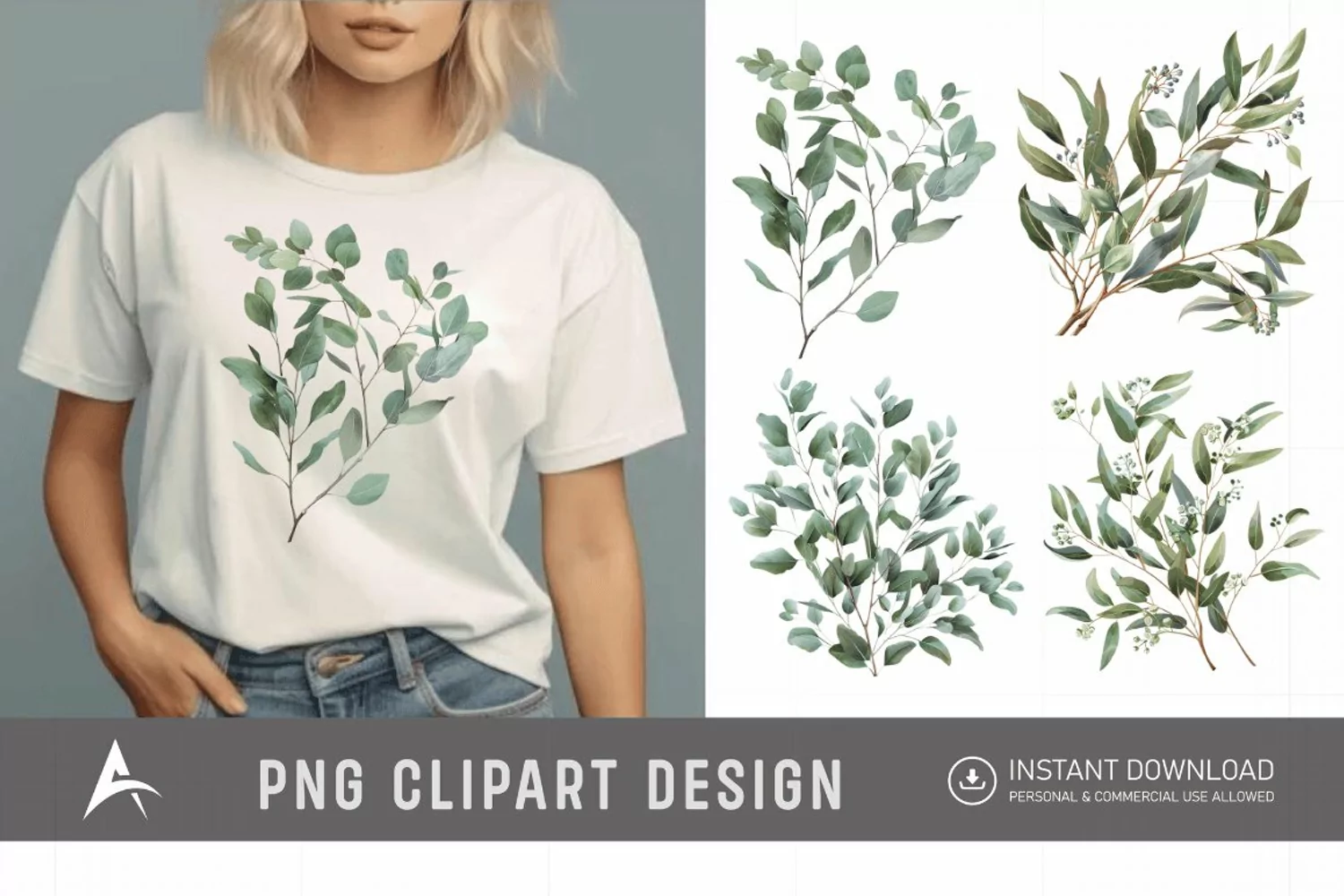 Watercolor Eucalyptus Clipart product image 1