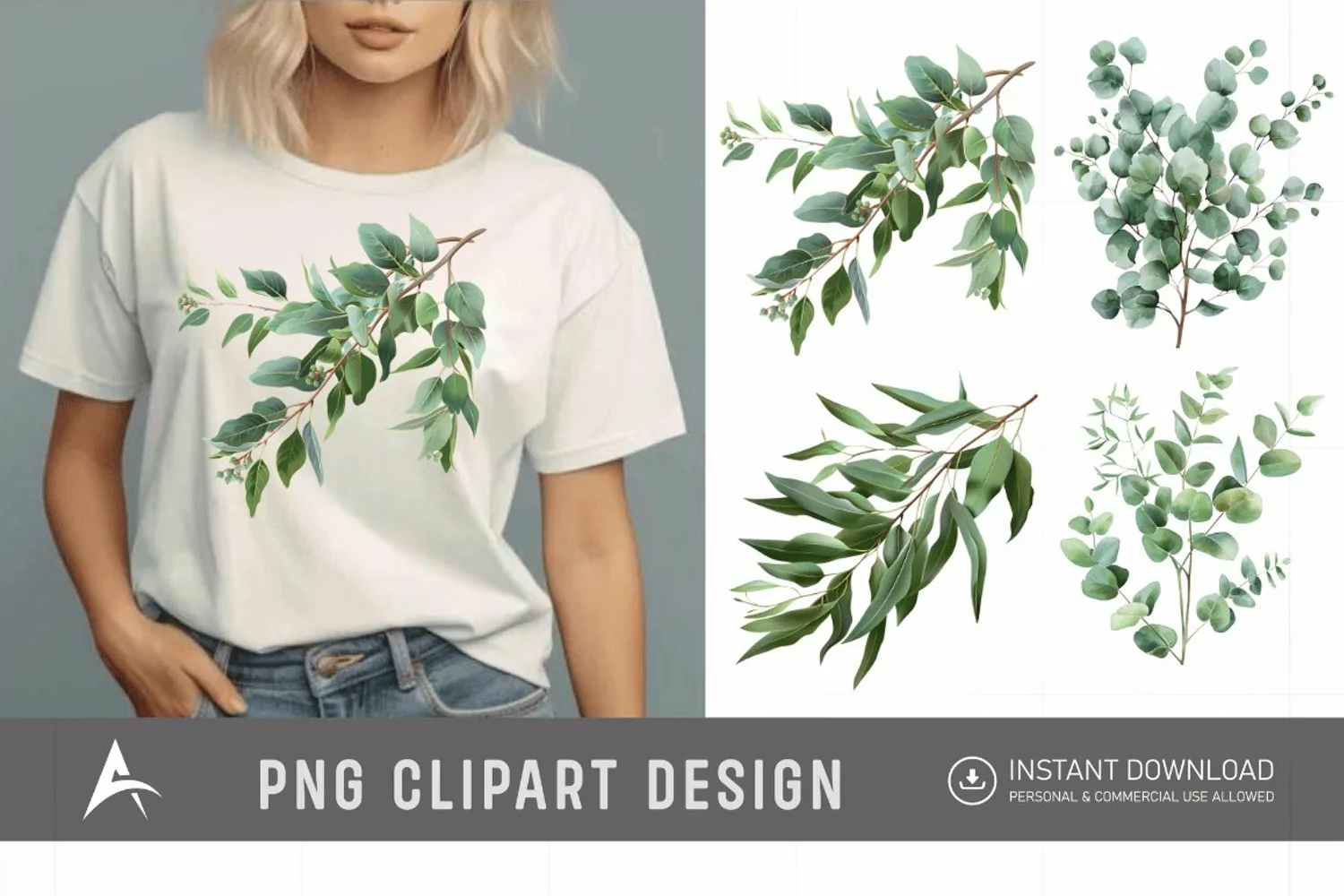 Watercolor Eucalyptus Clipart product image 1