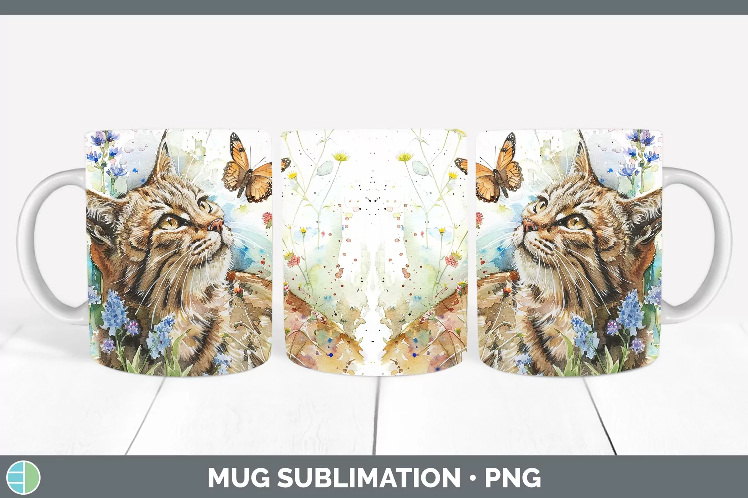 GorgeousWatercolor Mug Wrap design.