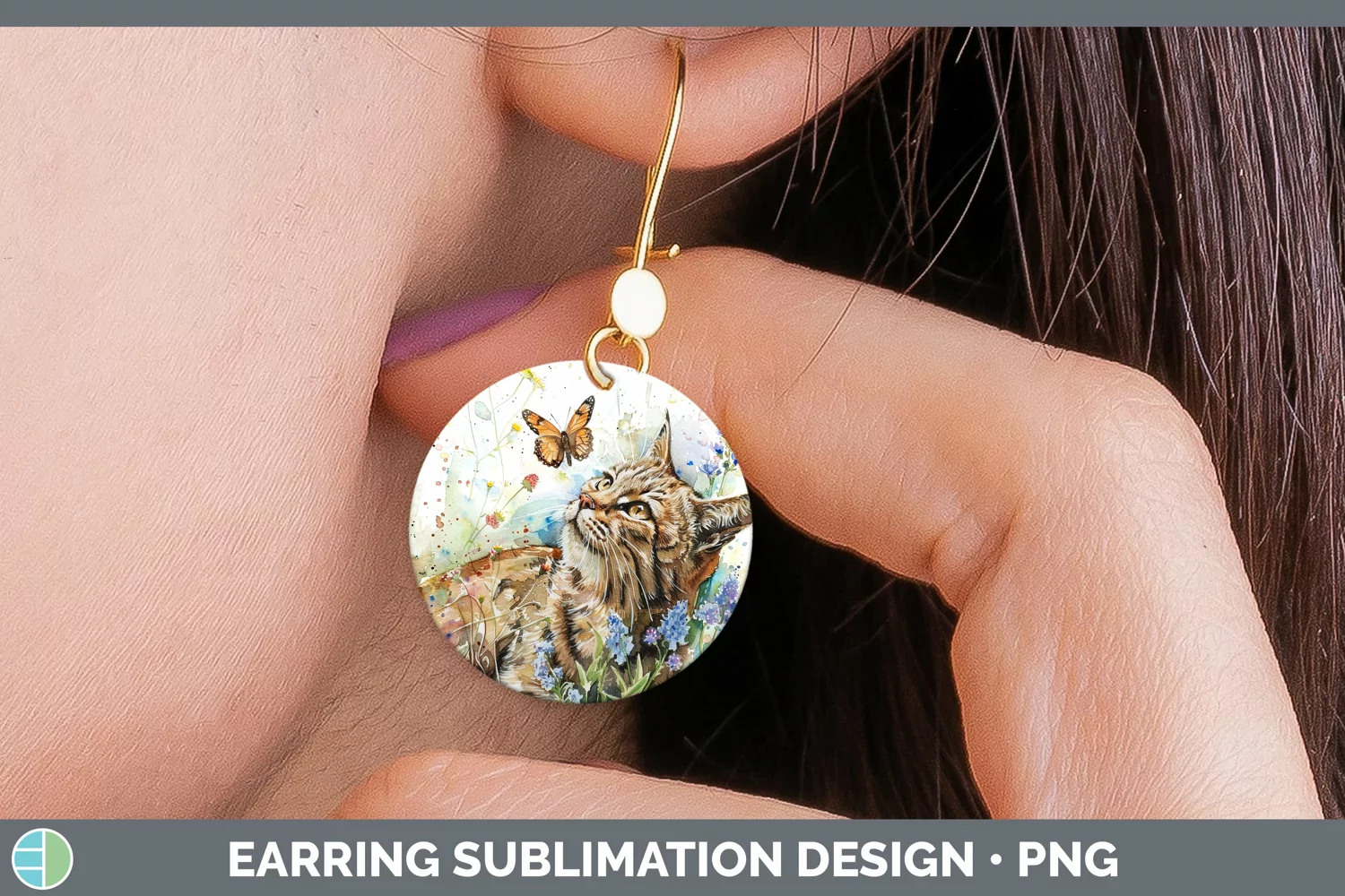 GorgeousWatercolor Round Earrings design.