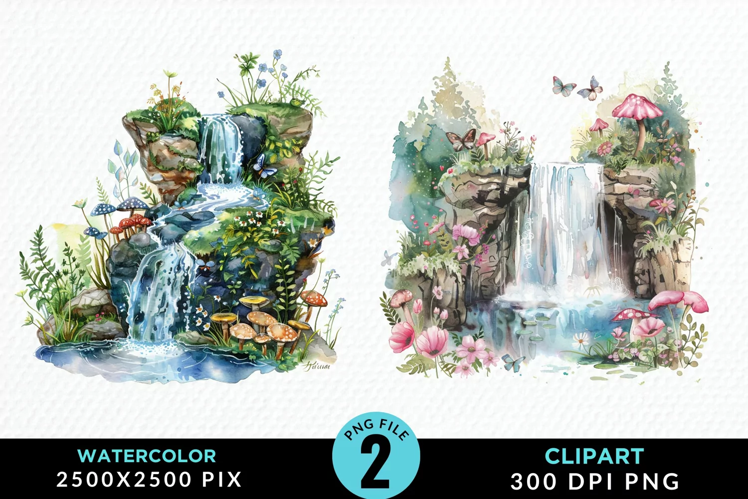 Watercolor Fairy Falls Graphic Clipart product image 1
