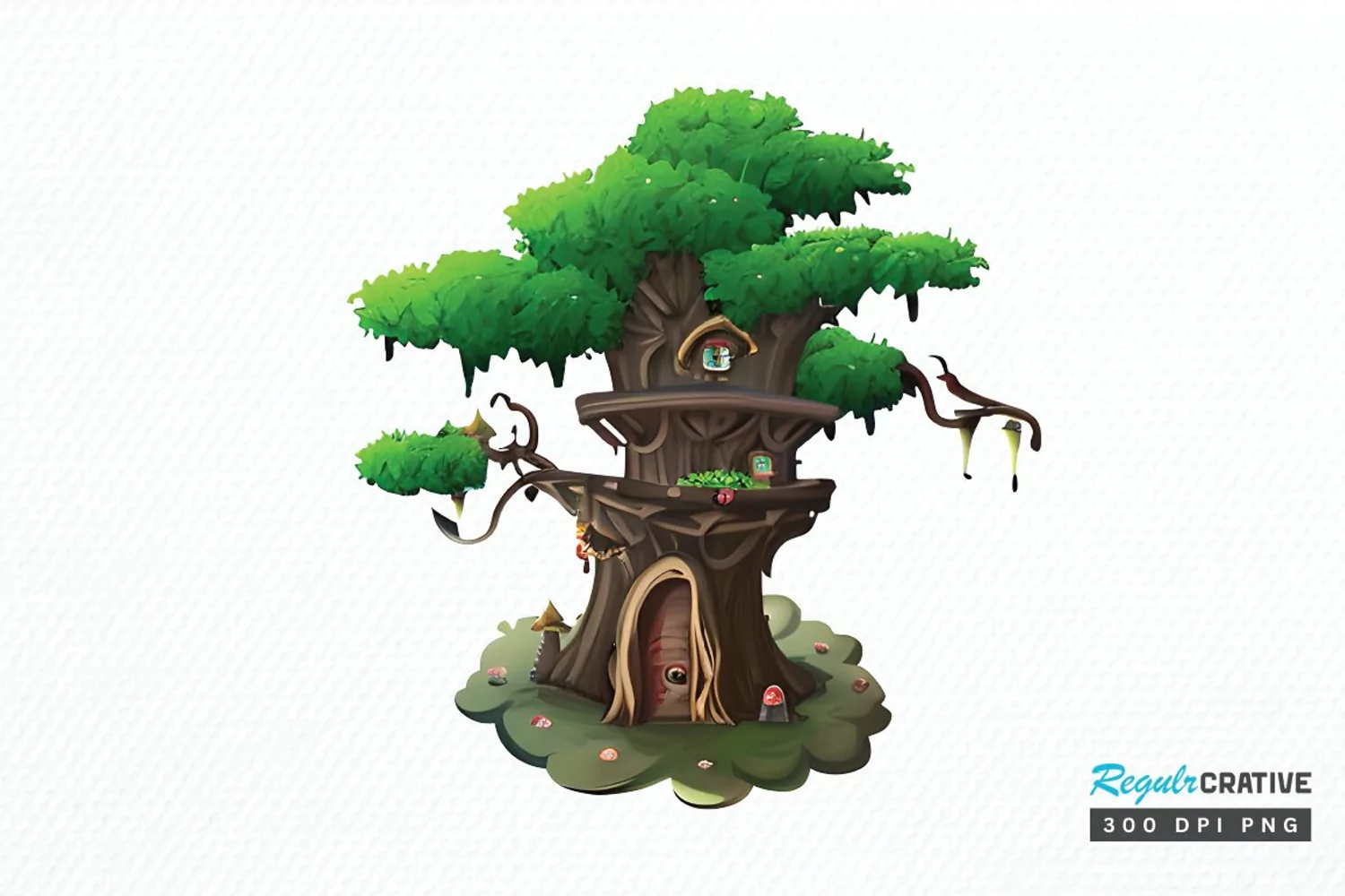 Watercolor Fairy Tree PNG Clipart product image 1