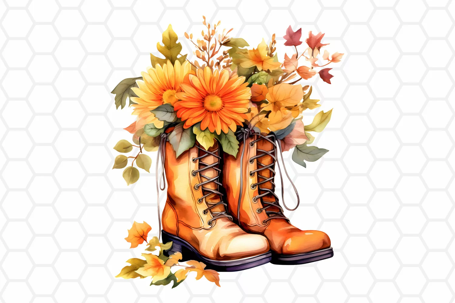Watercolor Fall Boots Clipart Autumn PNG Design
