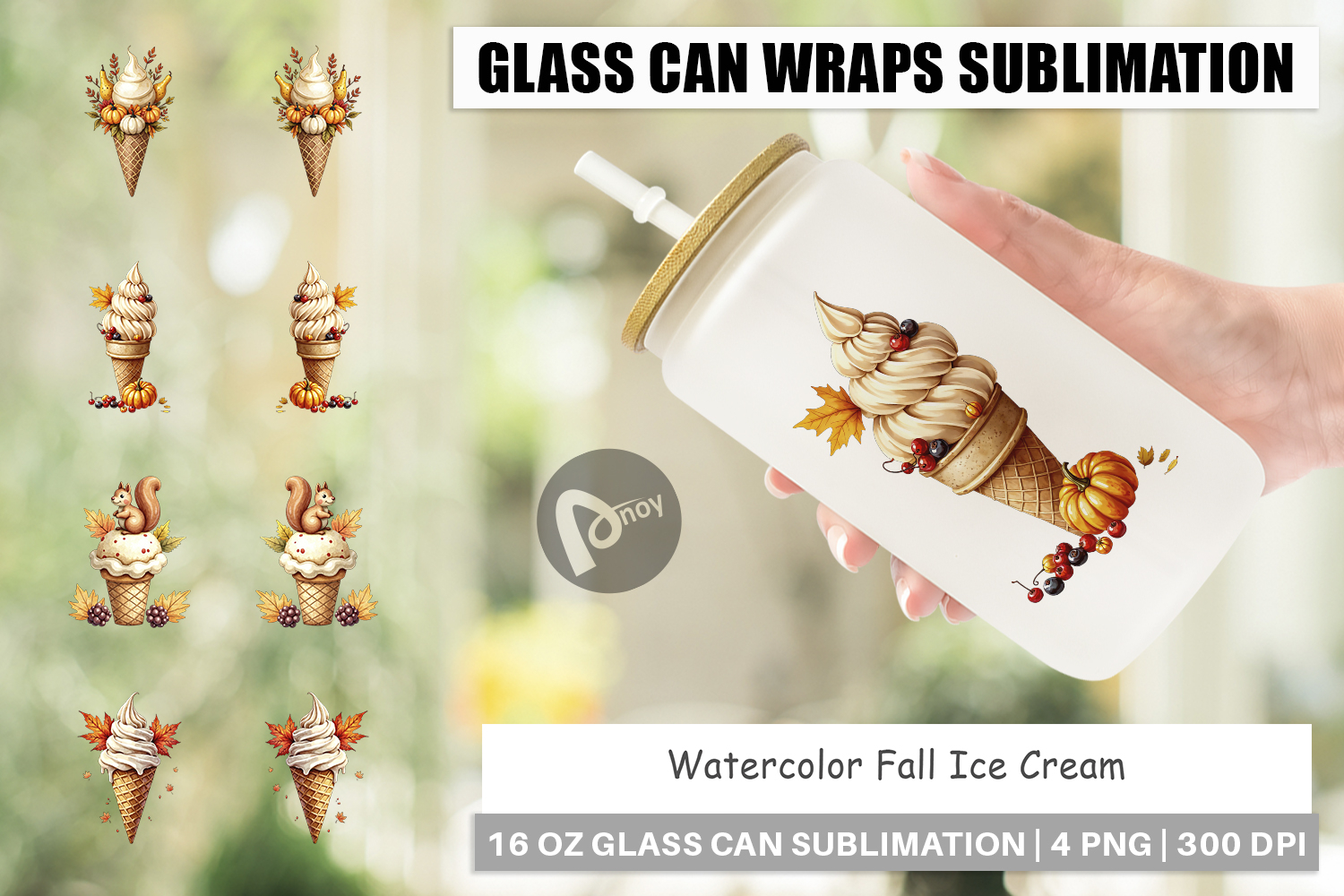 Fall Ice Cream Glass Can product image 1