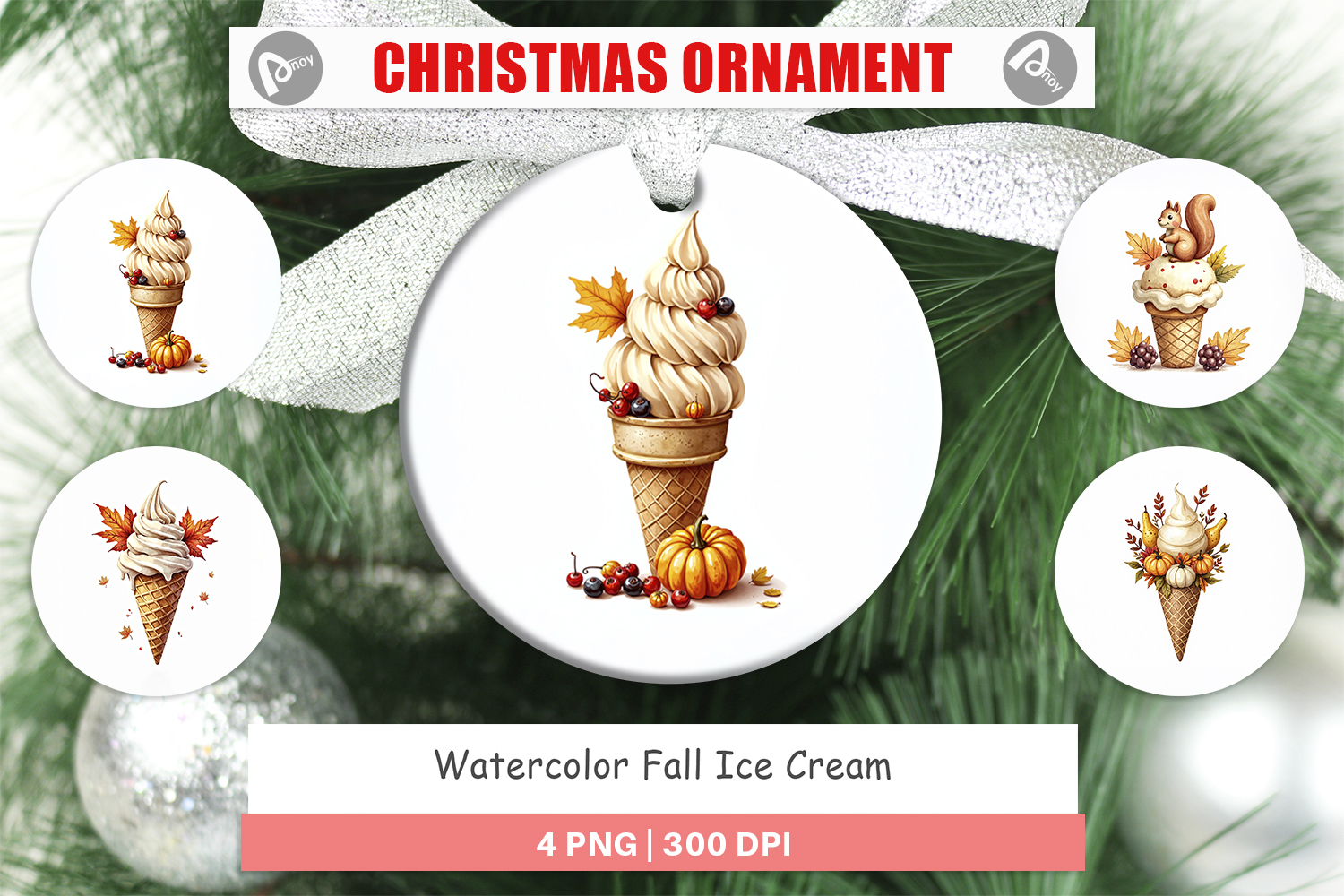 Fall Ice Cream Ornament product image 1