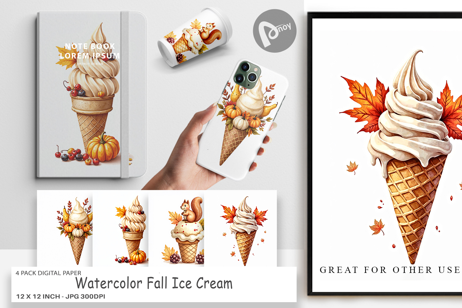 Fall Ice Cream Digital Paper product image 1