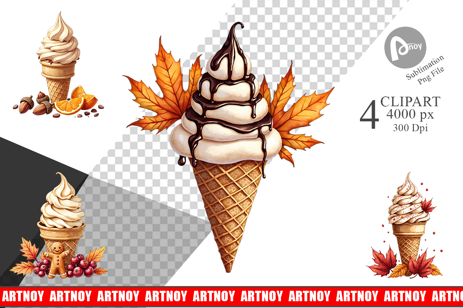 Fall Ice Cream Clipart product image 1