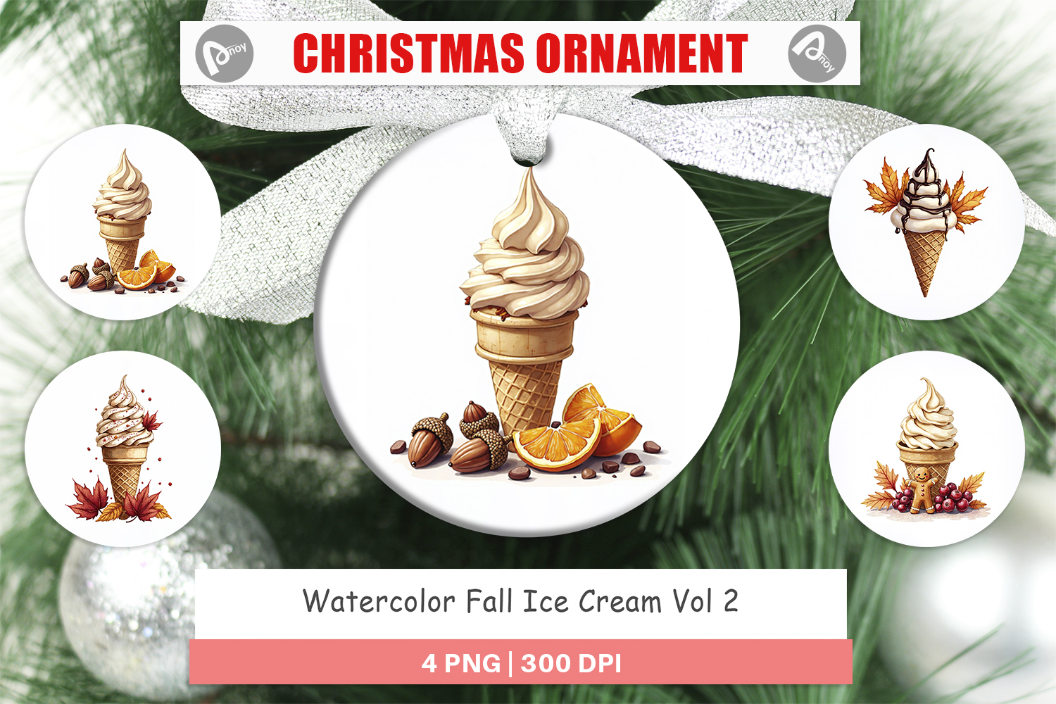 Fall Ice Cream Ornament product image 1