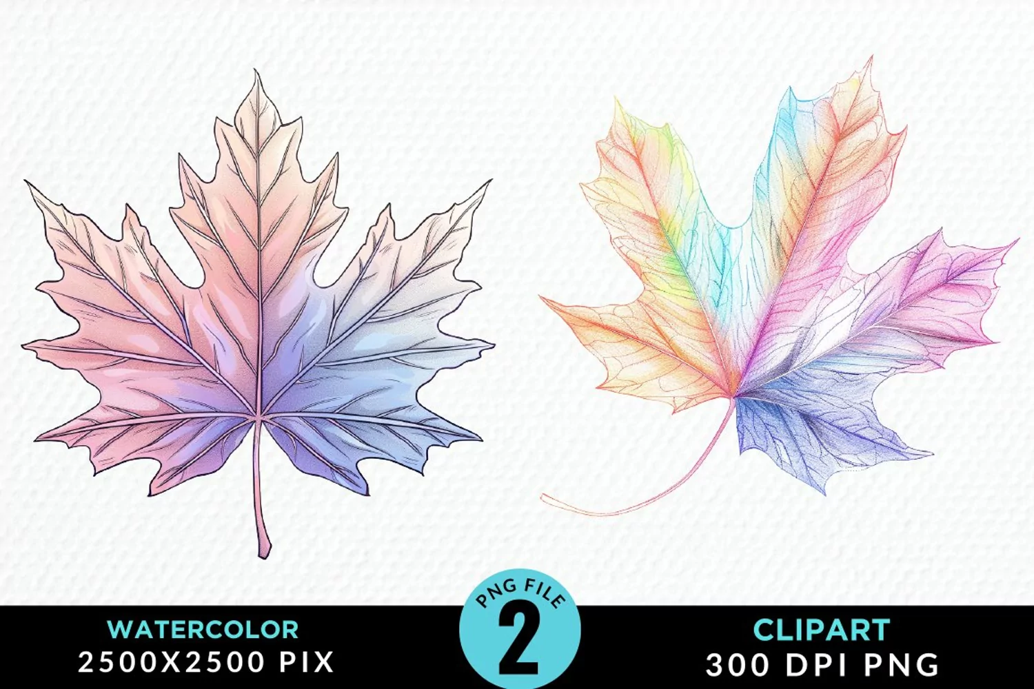 Watercolor Fall Leaves Design Clipart product image 1