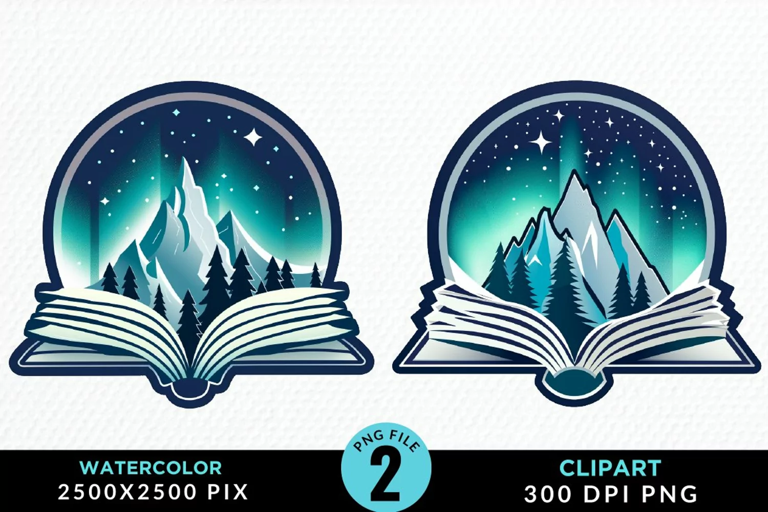Watercolor Fantasy Books Collection Art Clipart product image 1