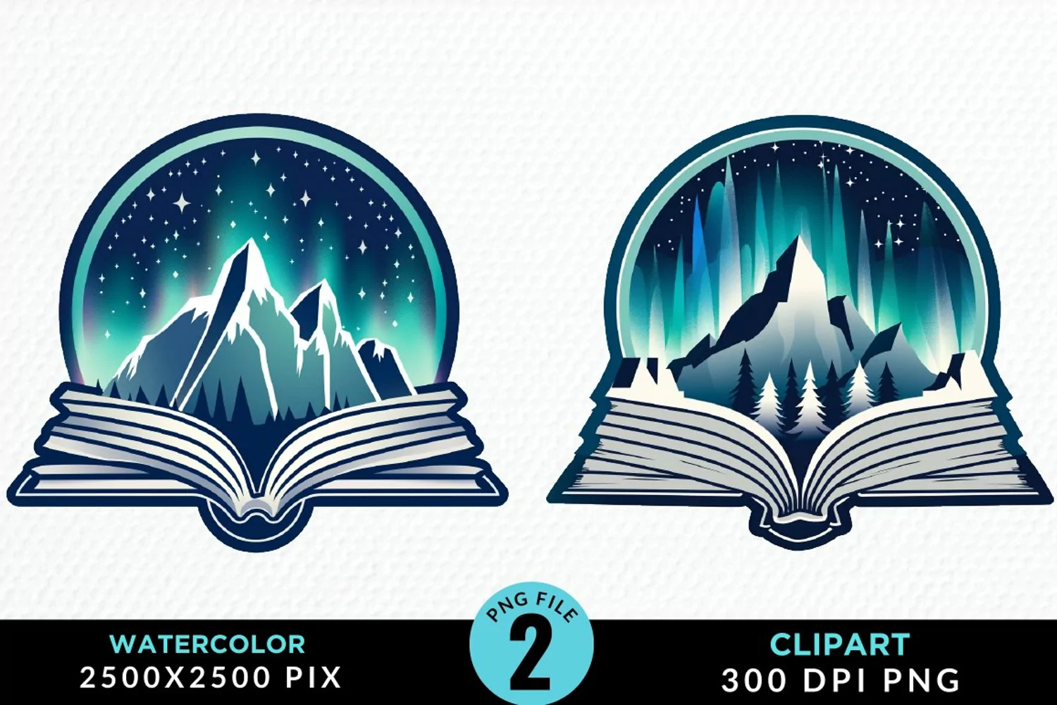 Watercolor Fantasy Books Collection Clipart product image 1