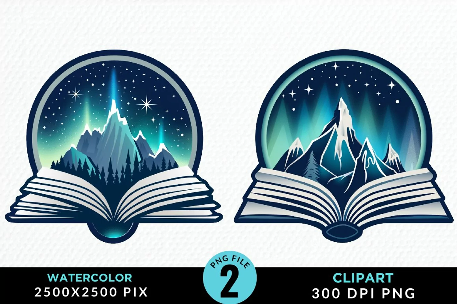 Watercolor Fantasy Books Collection Clipart product image 1