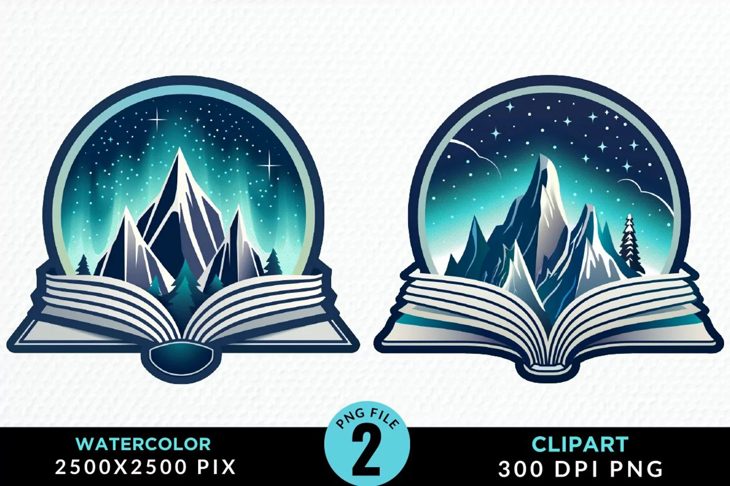 Watercolor Fantasy Books Collection Clipart product image 1