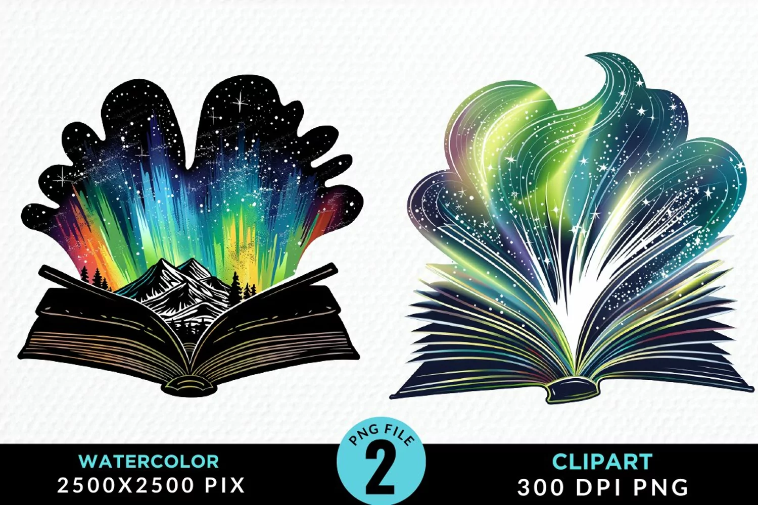 Watercolor Fantasy Books Collection Art Clipart product image 1