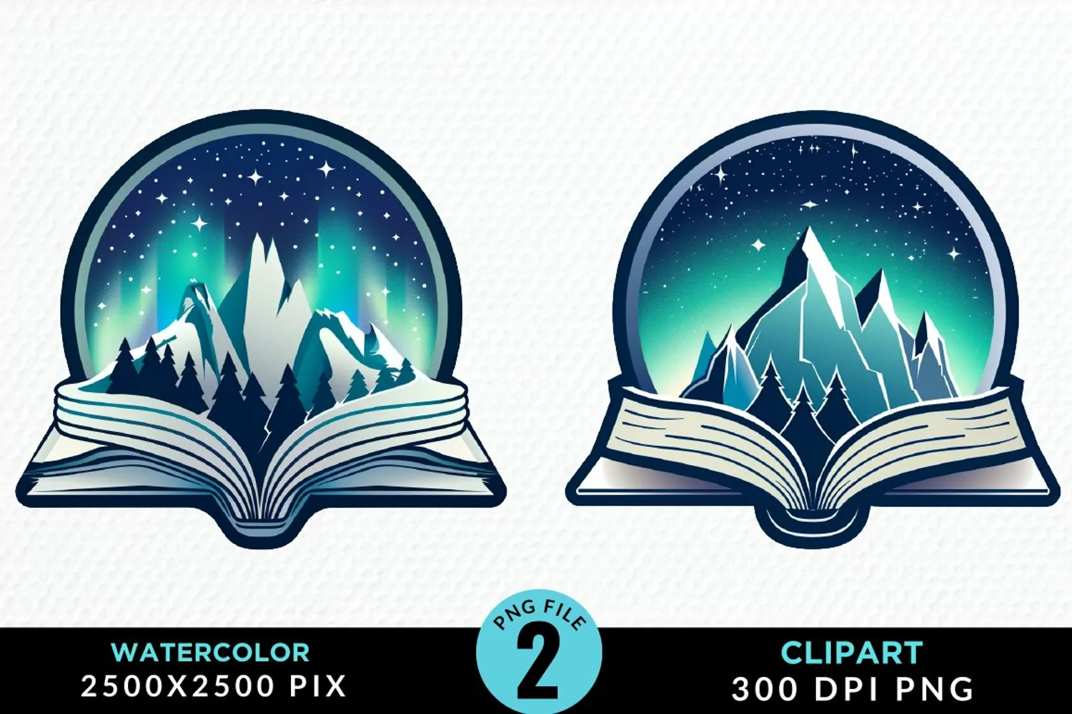 Watercolor Fantasy Books Collection Art Clipart product image 1