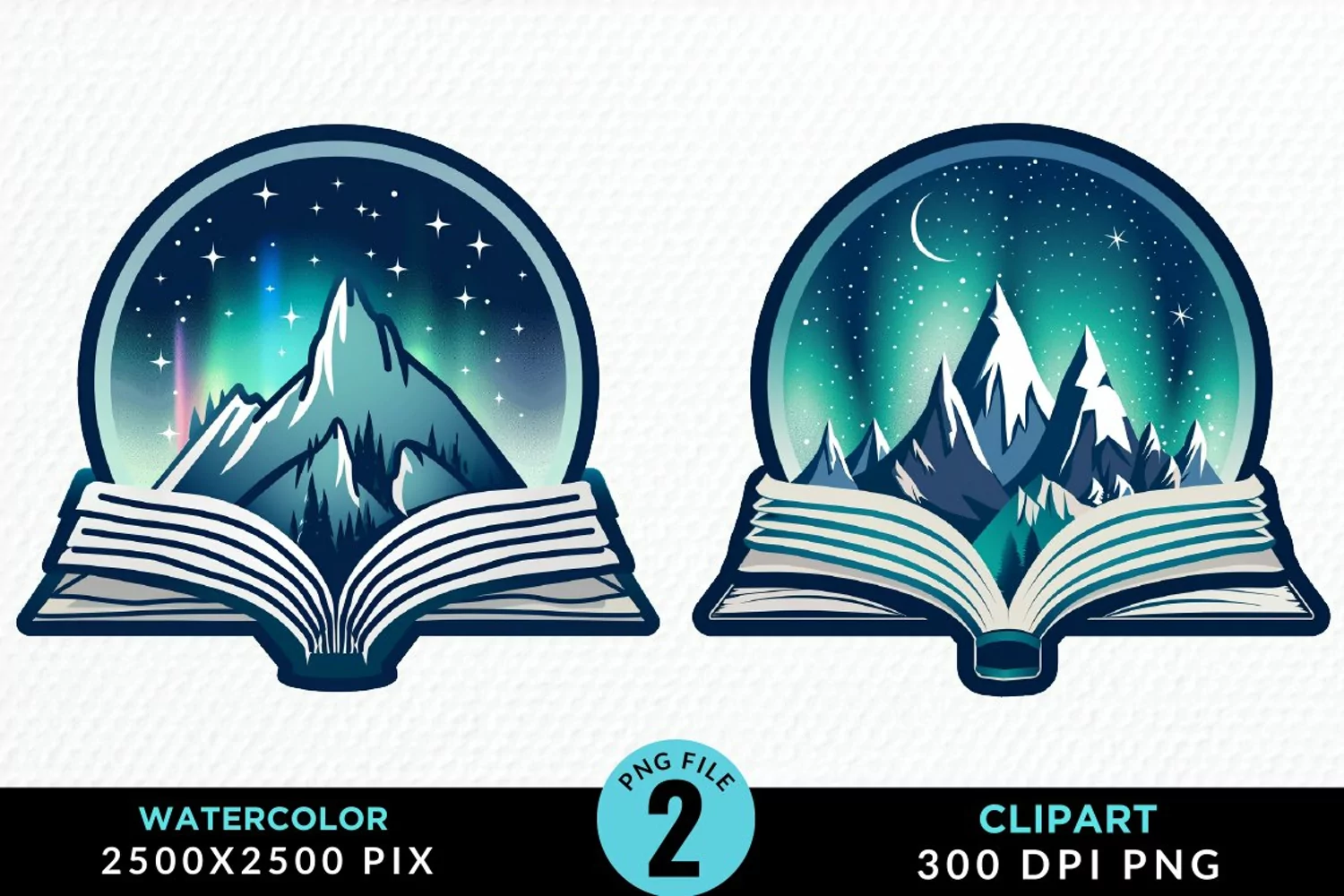 Watercolor Fantasy Books Collection Clipart product image 1