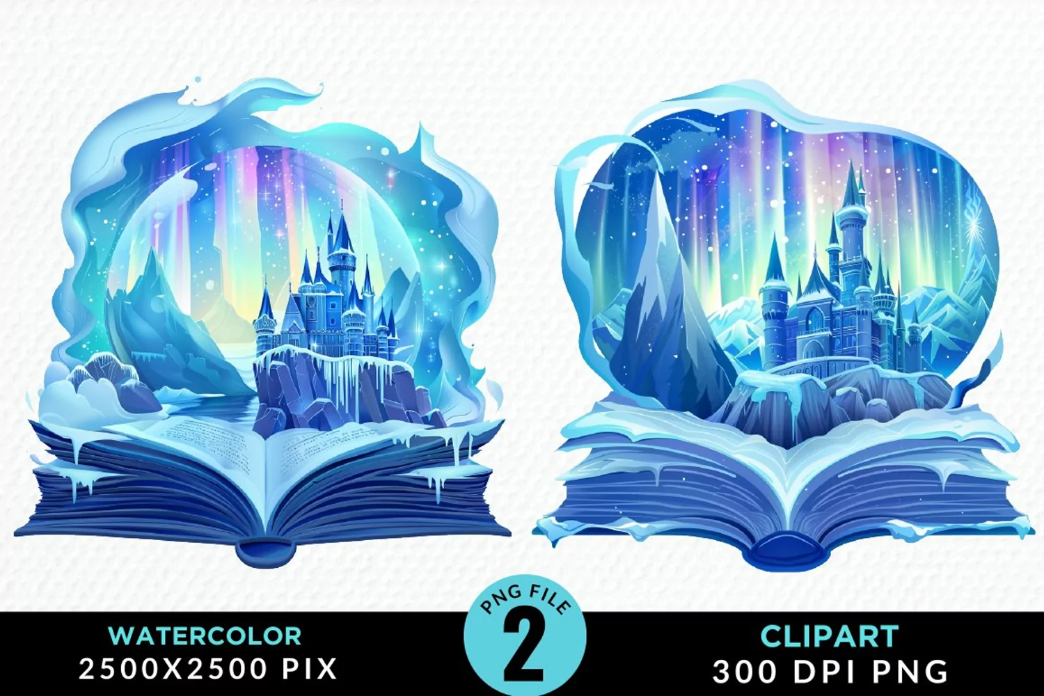 Watercolor Fantasy Books Collection Clipart product image 1