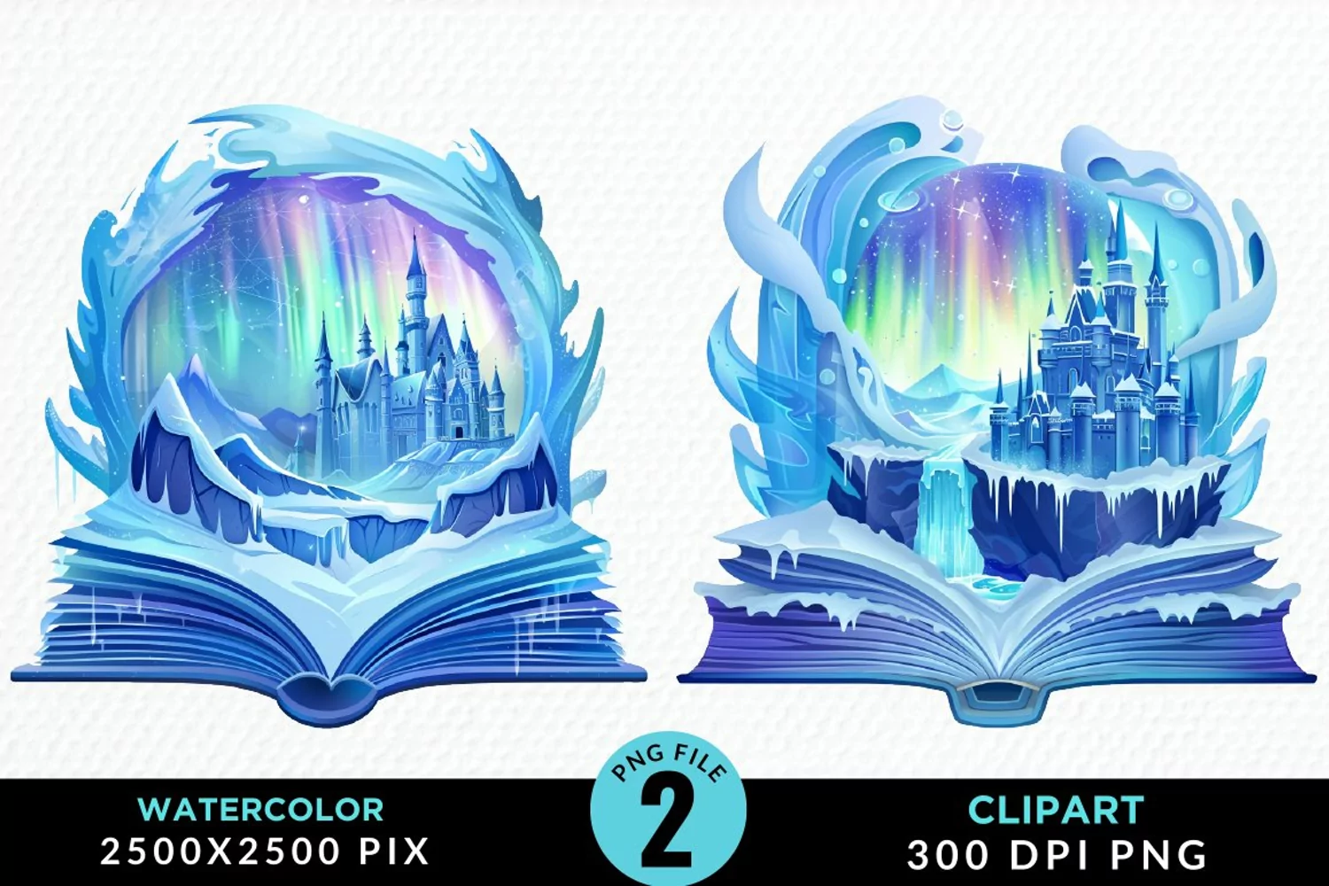 Watercolor Fantasy Books Collection Art Clipart product image 1