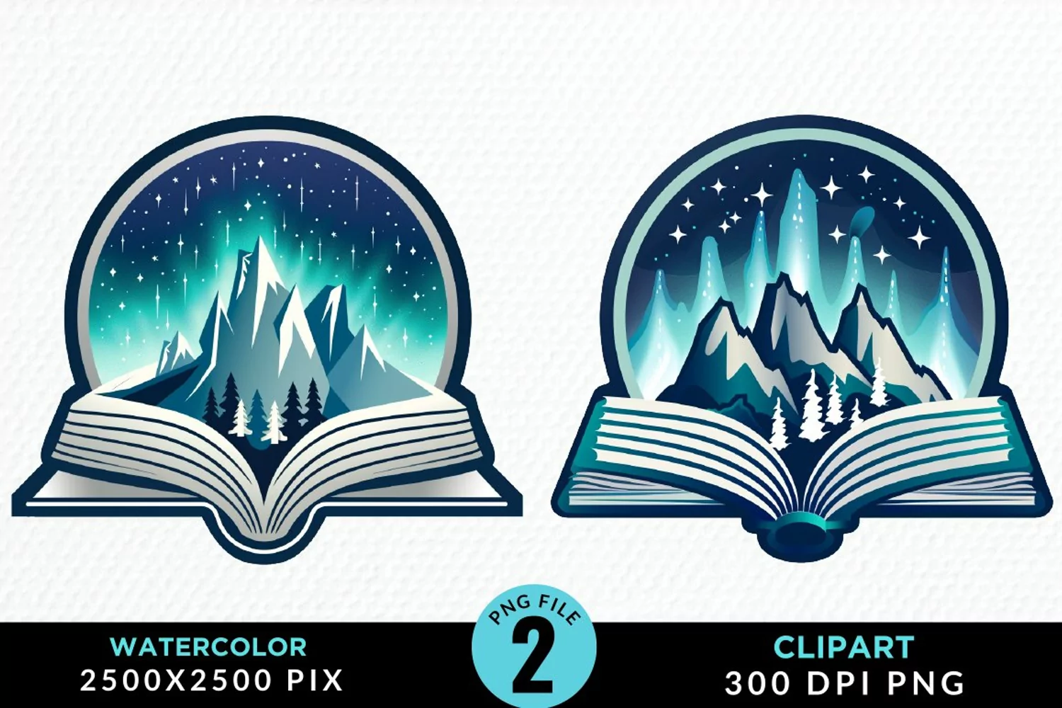 Watercolor Fantasy Books Collection Clipart product image 1