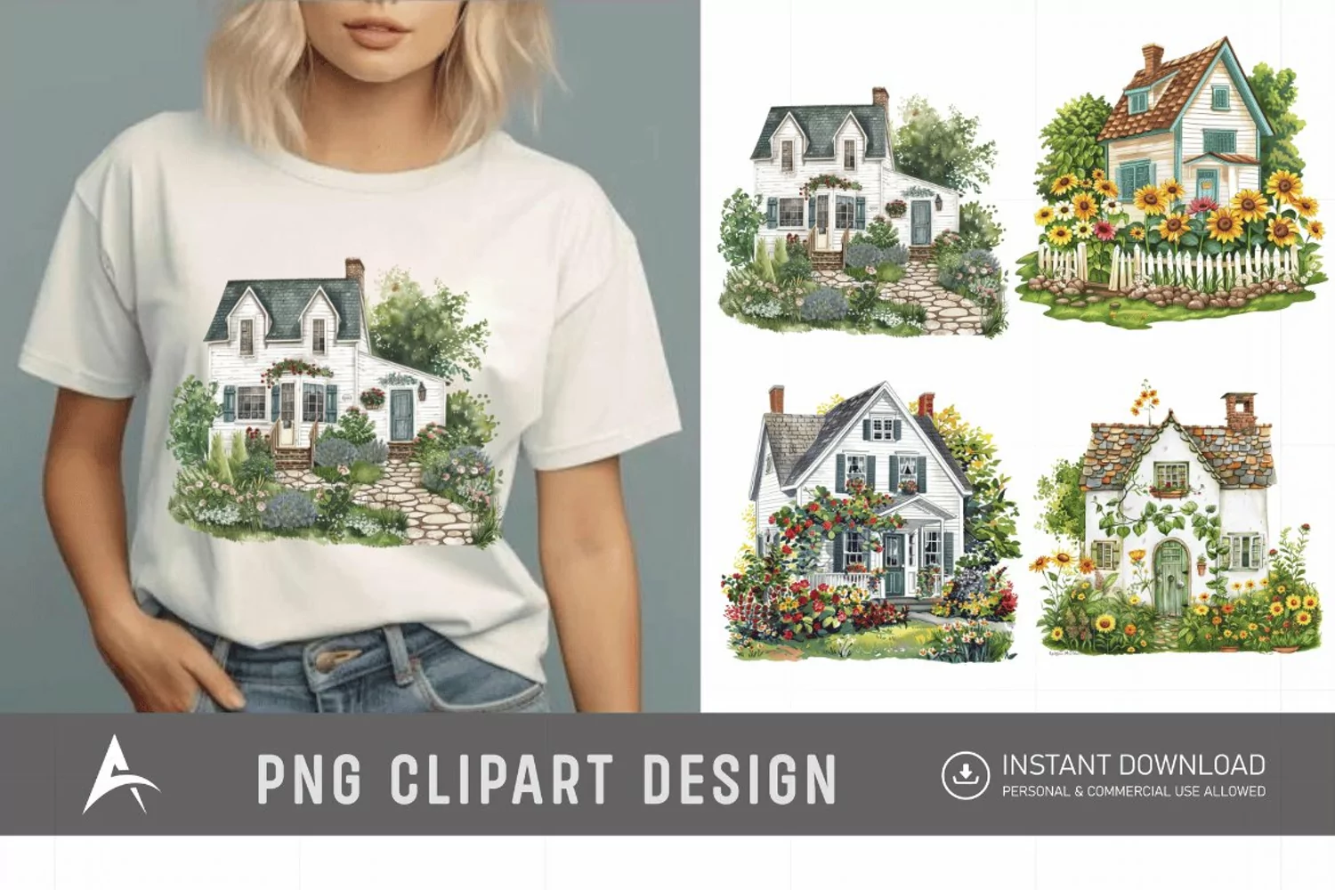 Watercolor Farmhouse Clipart product image 1