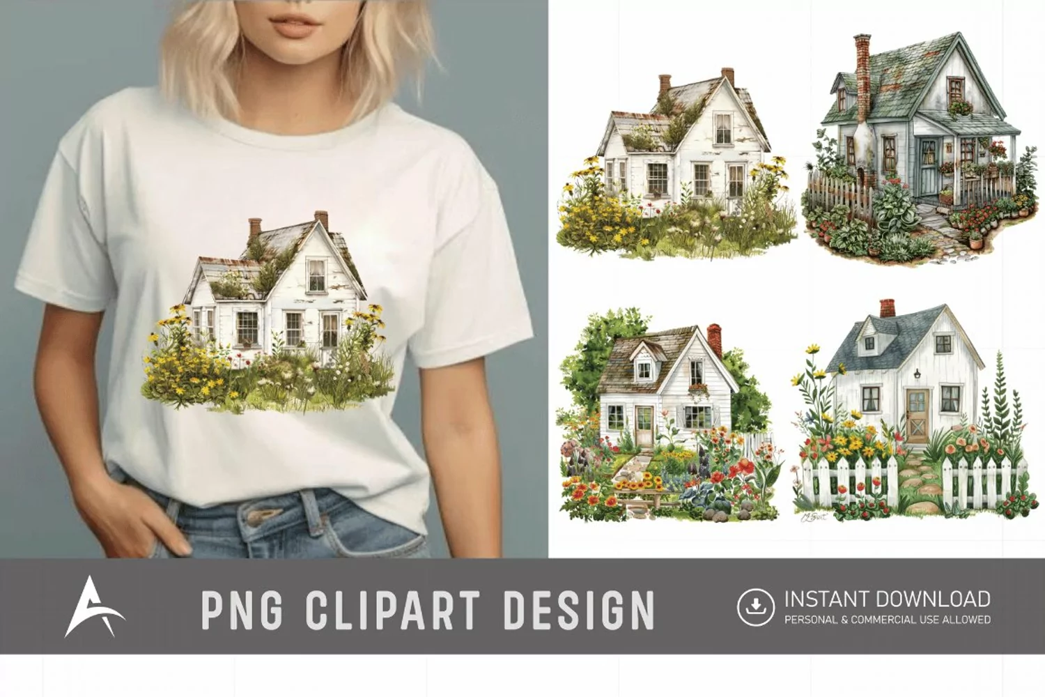 Watercolor Farmhouse Clipart product image 1