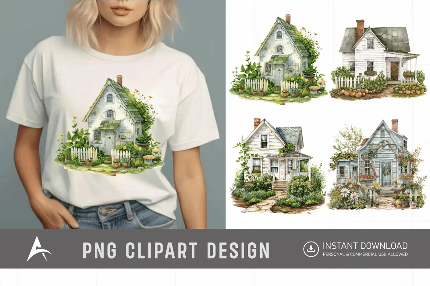 Watercolor Farmhouse Clipart product image 1