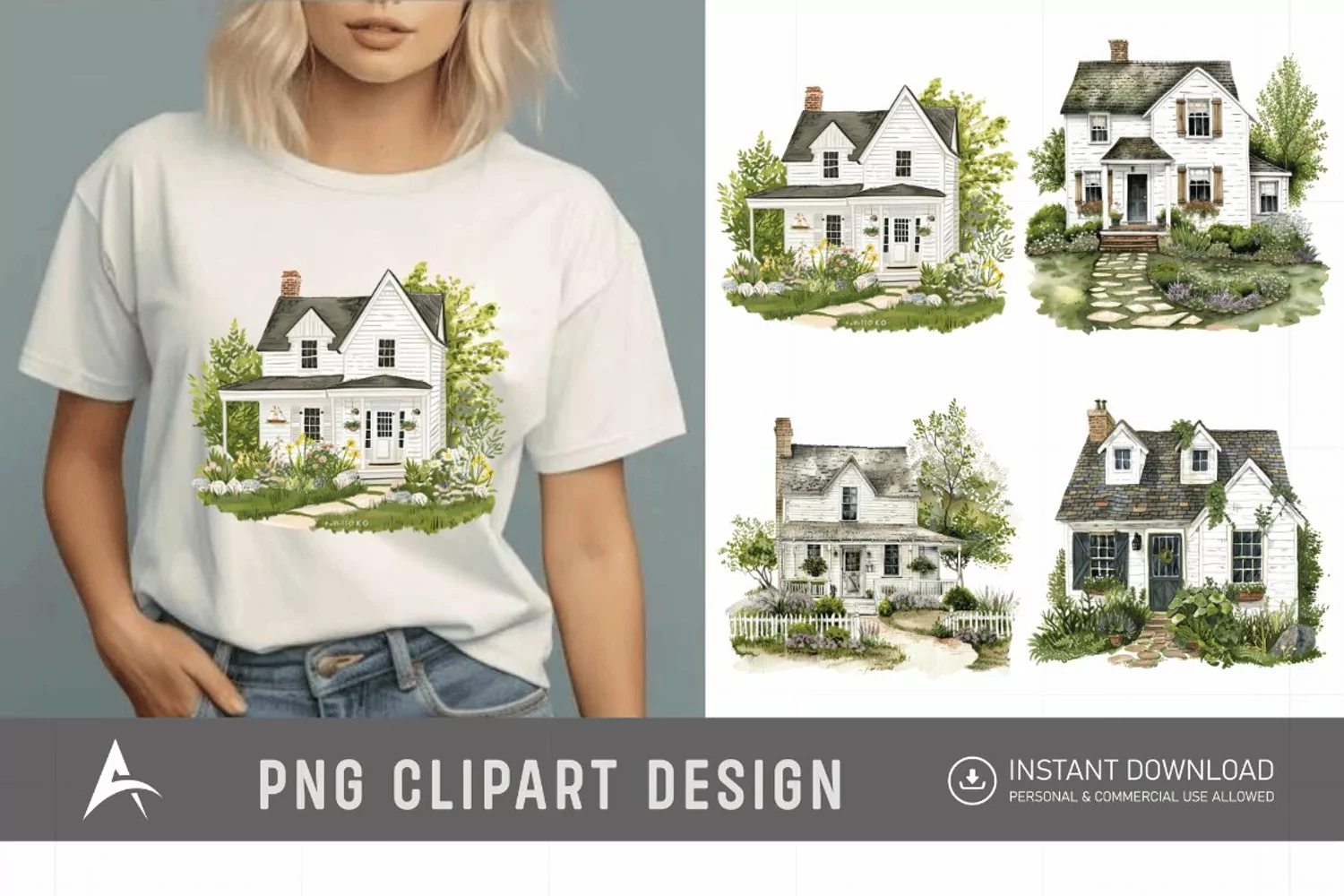 Watercolor Farmhouse Clipart product image 1