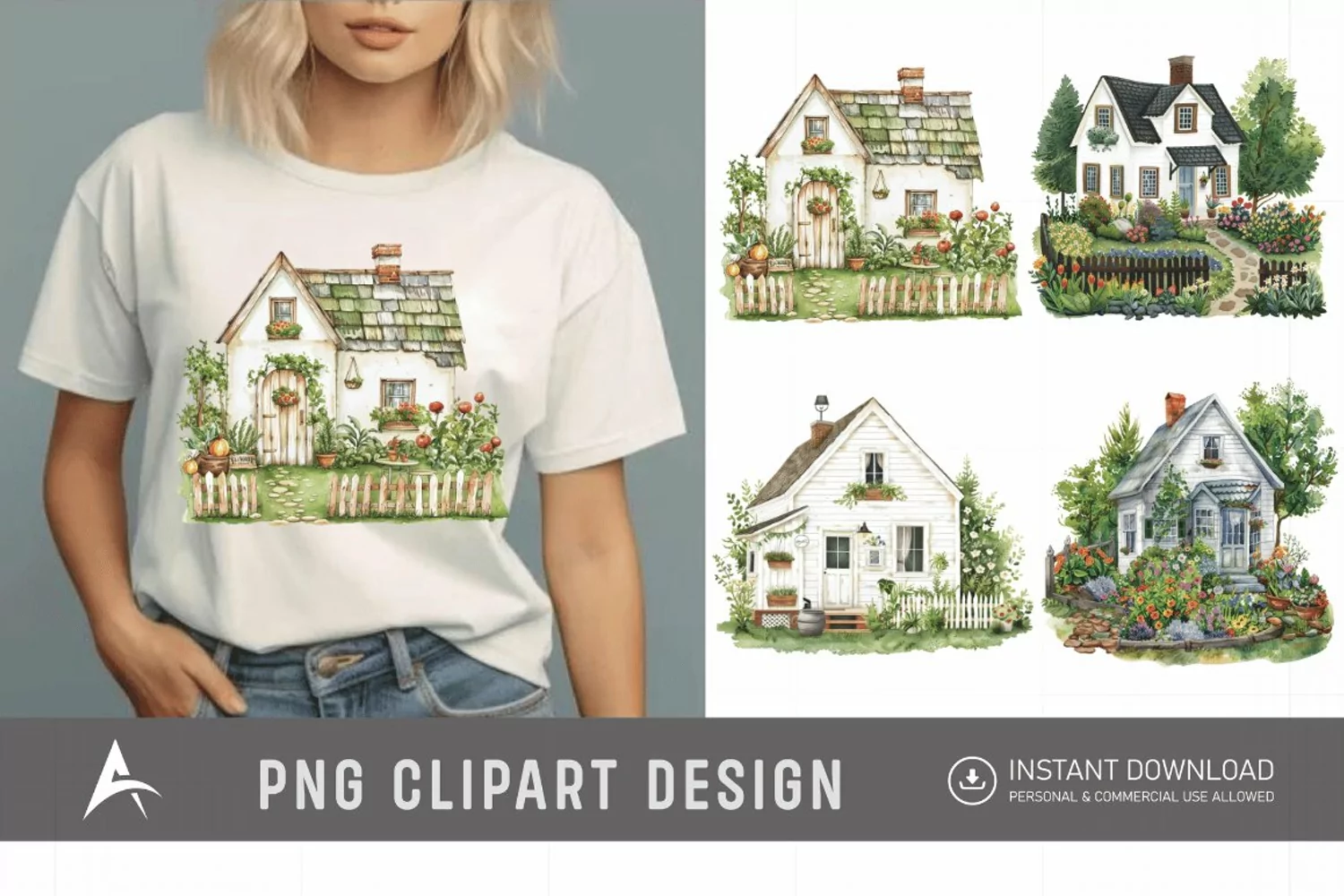 Watercolor Farmhouse Clipart product image 1