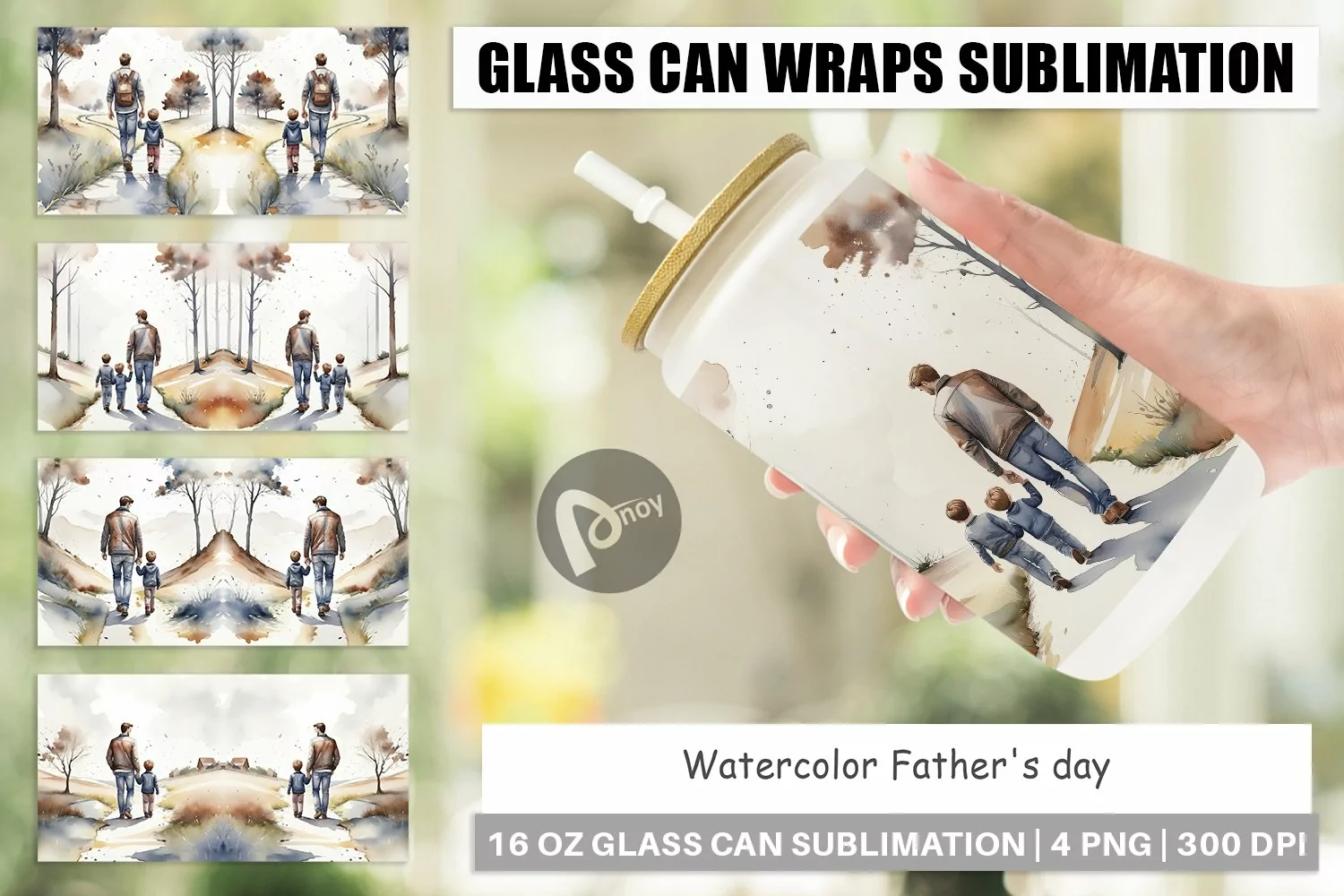 Glass Can Wraps Father Day Watercolor product image 1