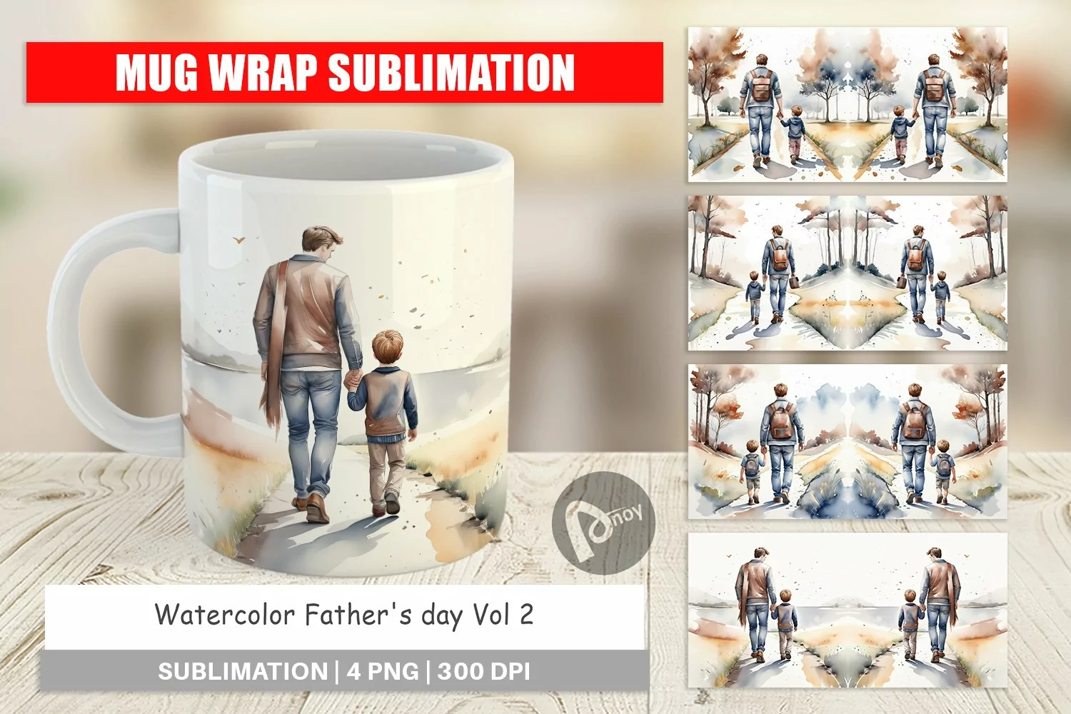 Mug Wrap Design Father Day Watercolor product image 1